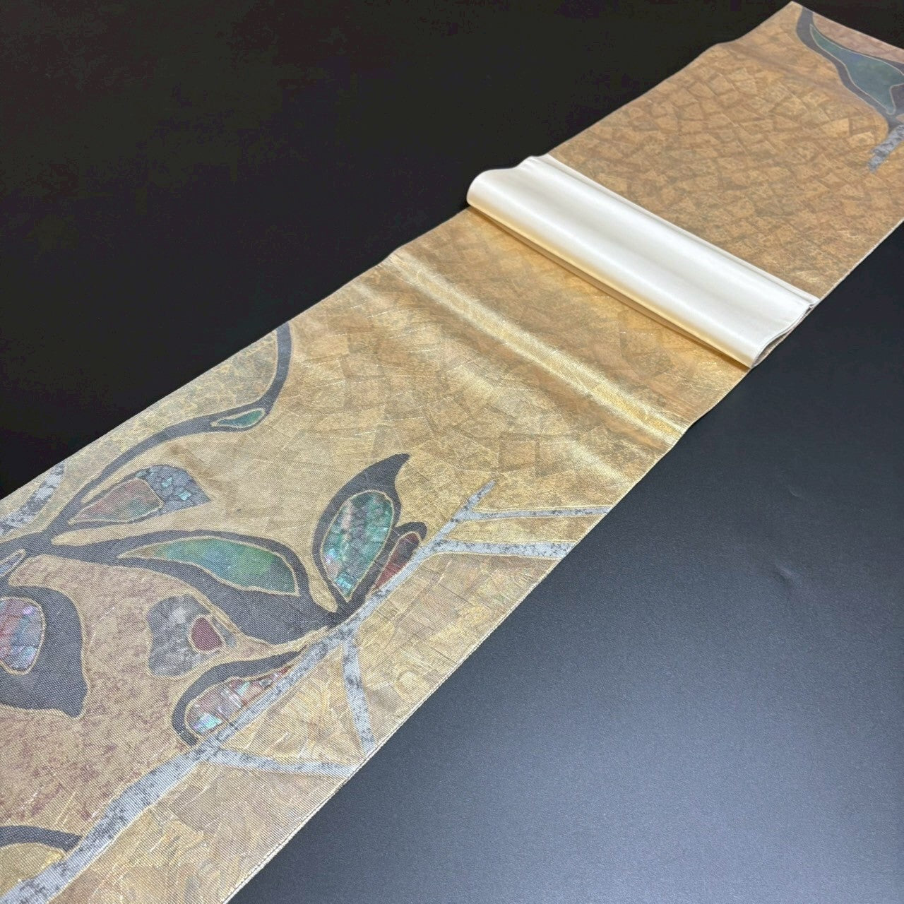 8802# Japanese Vintage Fukuro Obi Belt Kimono Fabric Silk Traditional