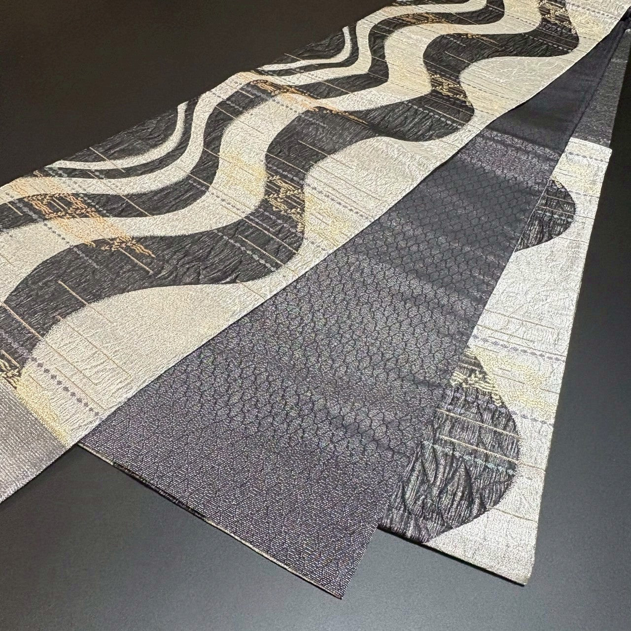 9160# Japanese Vintage Fukuro Obi Belt Kimono Fabric Silk Traditional