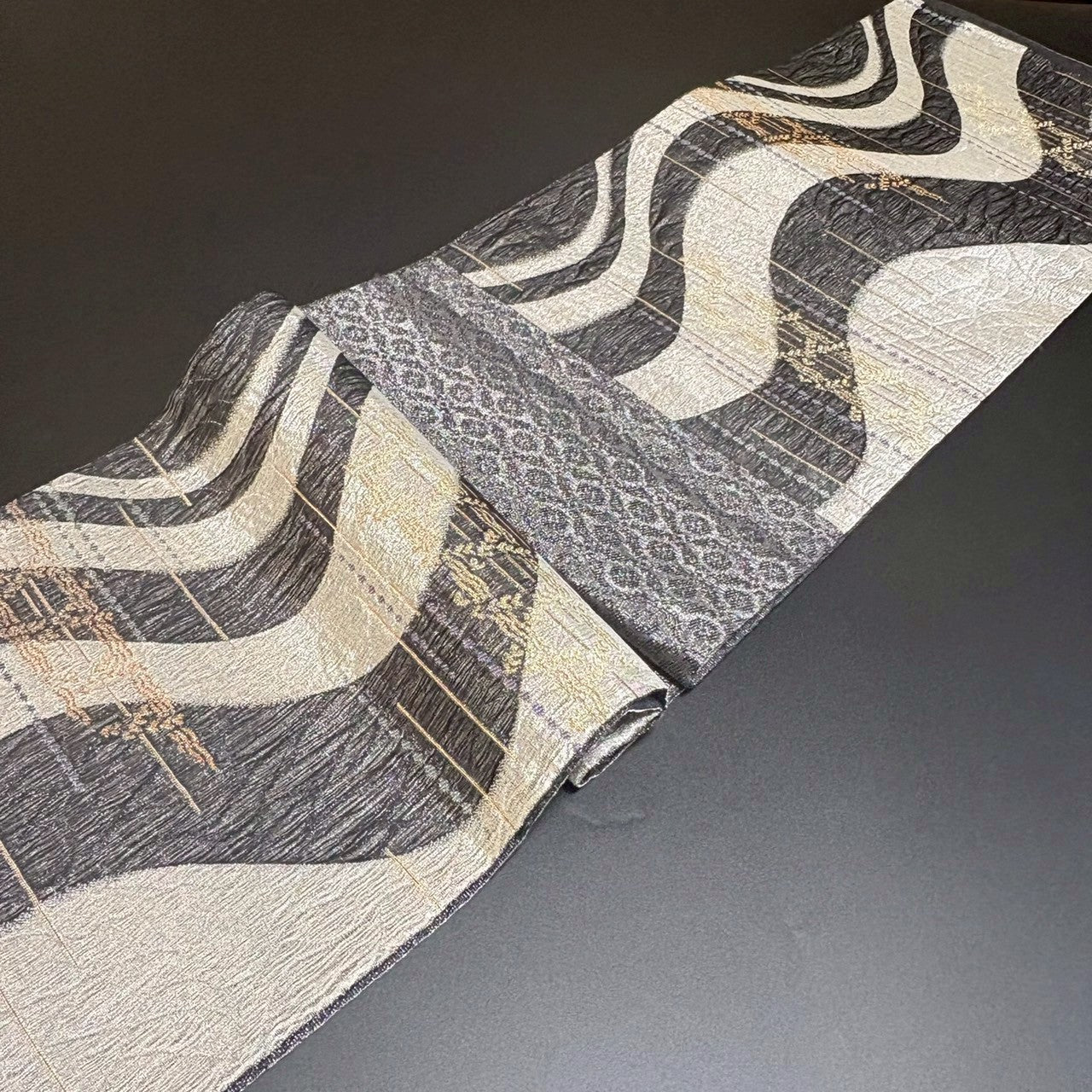 9160# Japanese Vintage Fukuro Obi Belt Kimono Fabric Silk Traditional