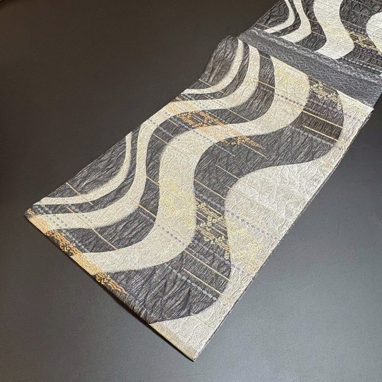 9160# Japanese Vintage Fukuro Obi Belt Kimono Fabric Silk Traditional
