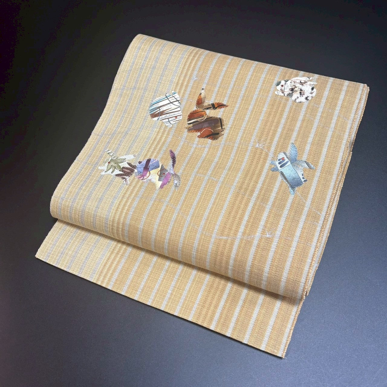 9152# Japanese Vintage Nagoya Obi Belt Kimono Fabric Silk Traditional Rabbit
