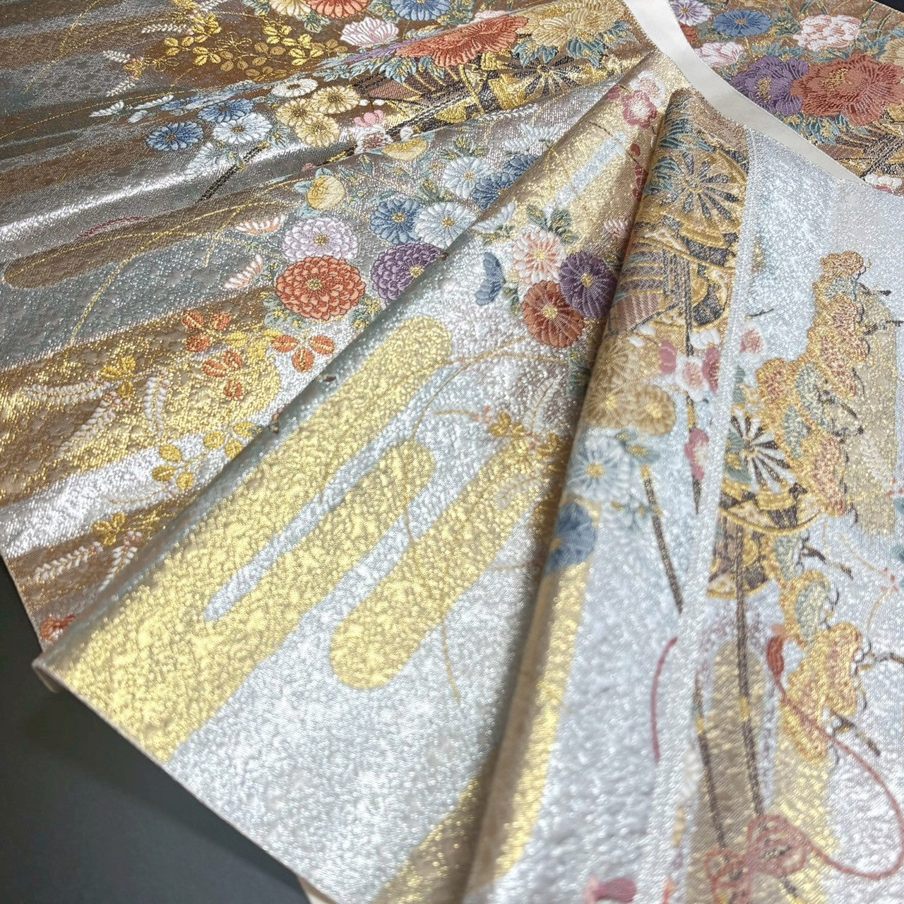 9157# Japanese Vintage Fukuro Obi Belt Kimono Fabric Silk Traditional