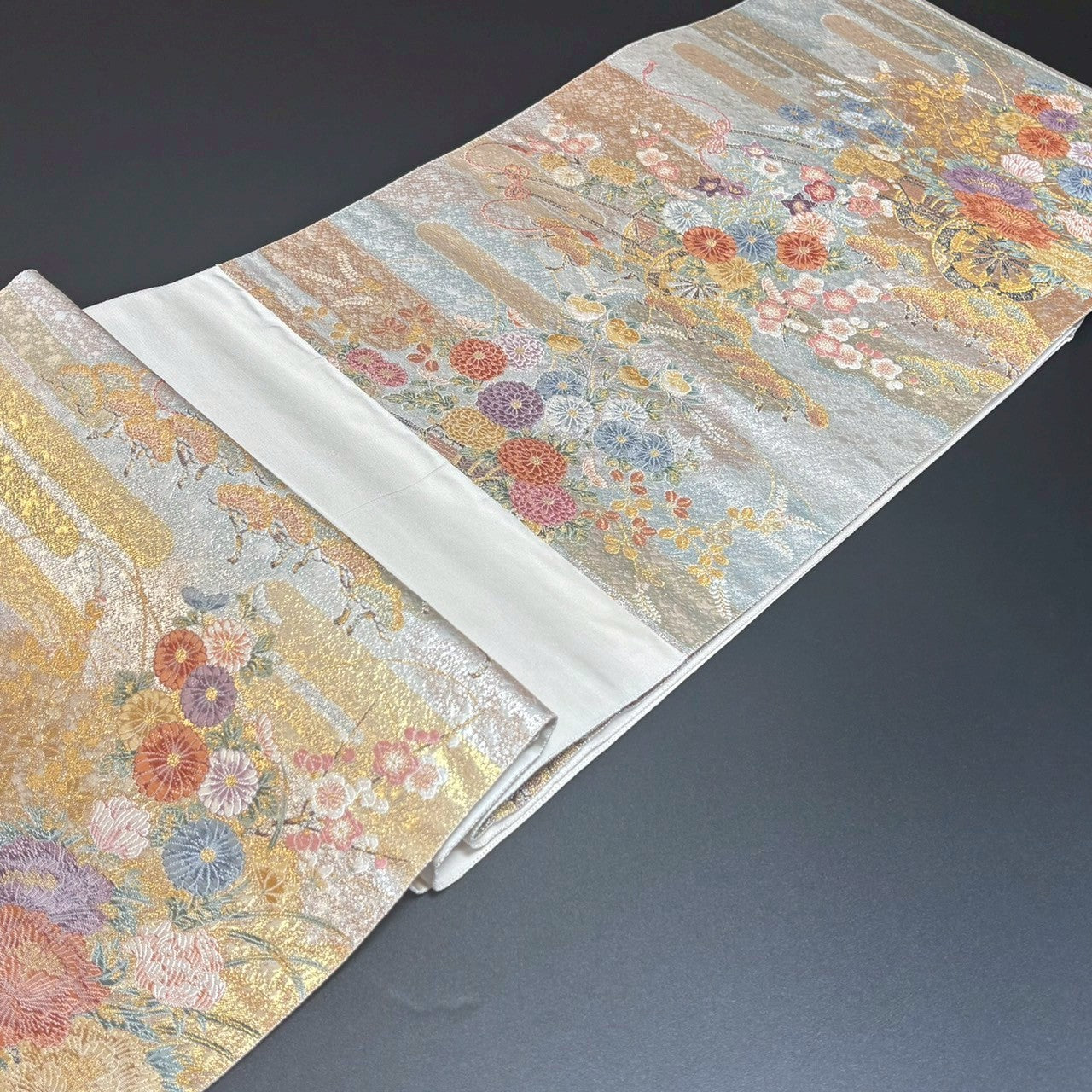 9157# Japanese Vintage Fukuro Obi Belt Kimono Fabric Silk Traditional