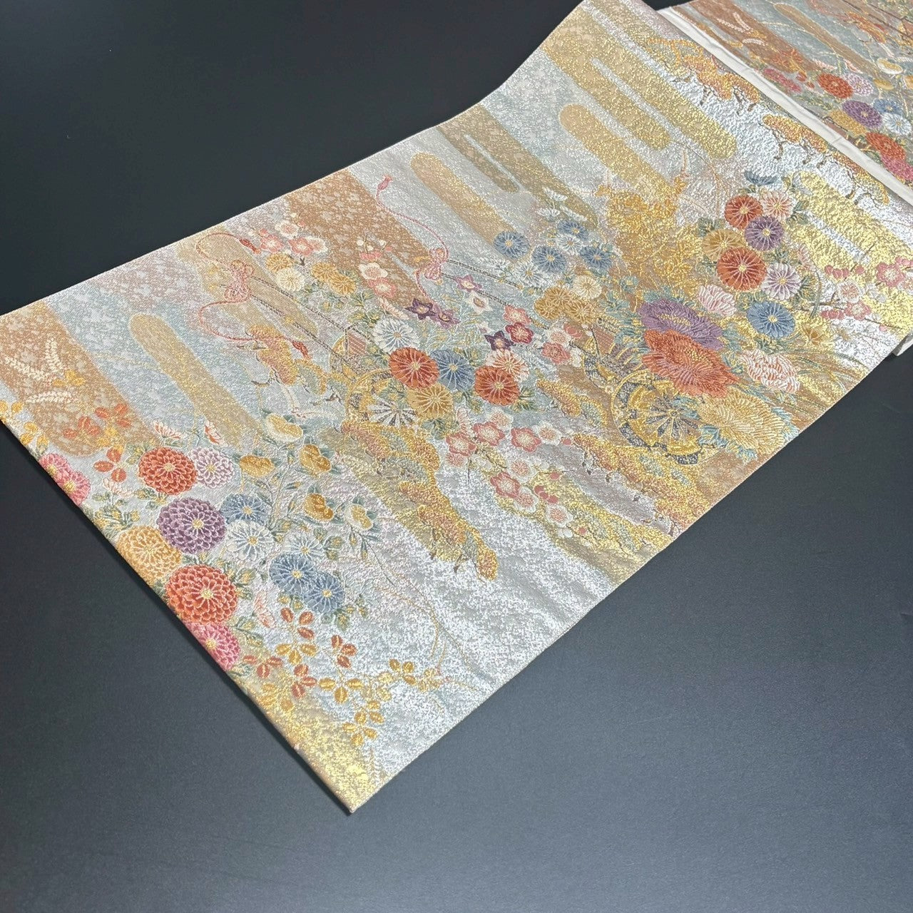 9157# Japanese Vintage Fukuro Obi Belt Kimono Fabric Silk Traditional