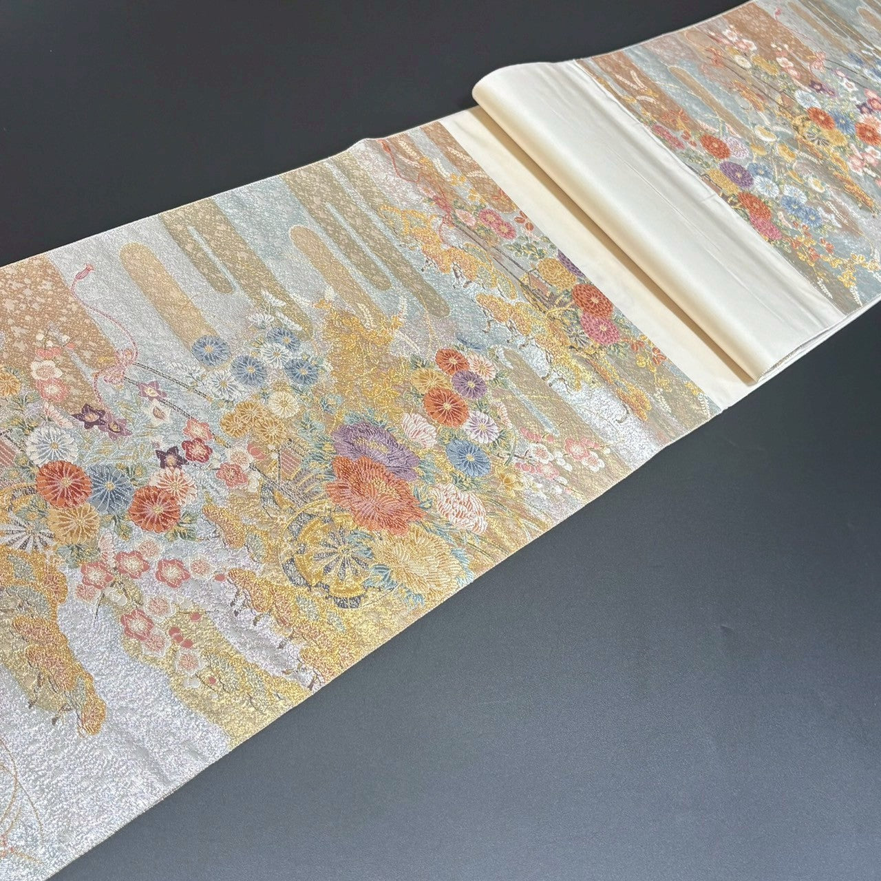9157# Japanese Vintage Fukuro Obi Belt Kimono Fabric Silk Traditional