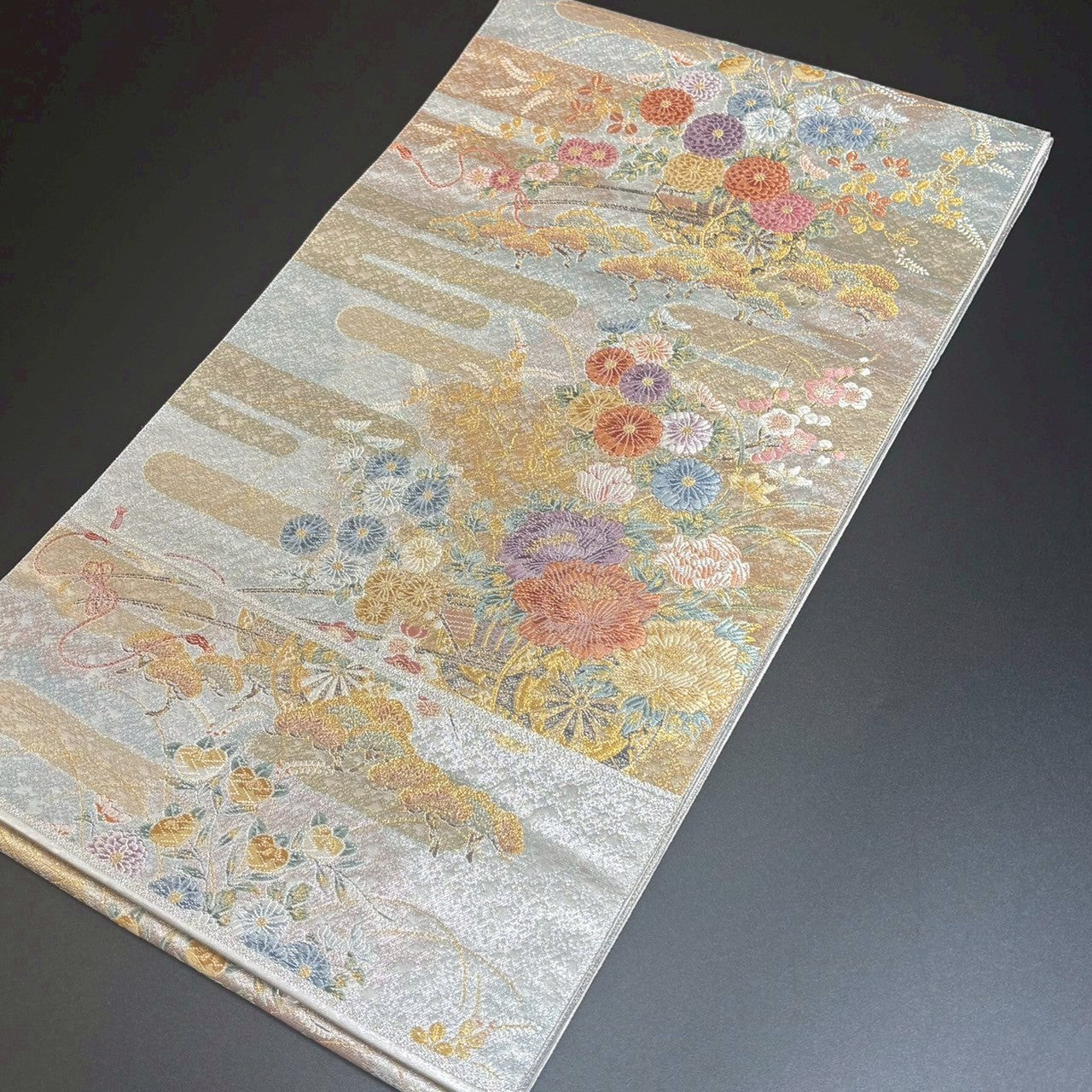 9157# Japanese Vintage Fukuro Obi Belt Kimono Fabric Silk Traditional