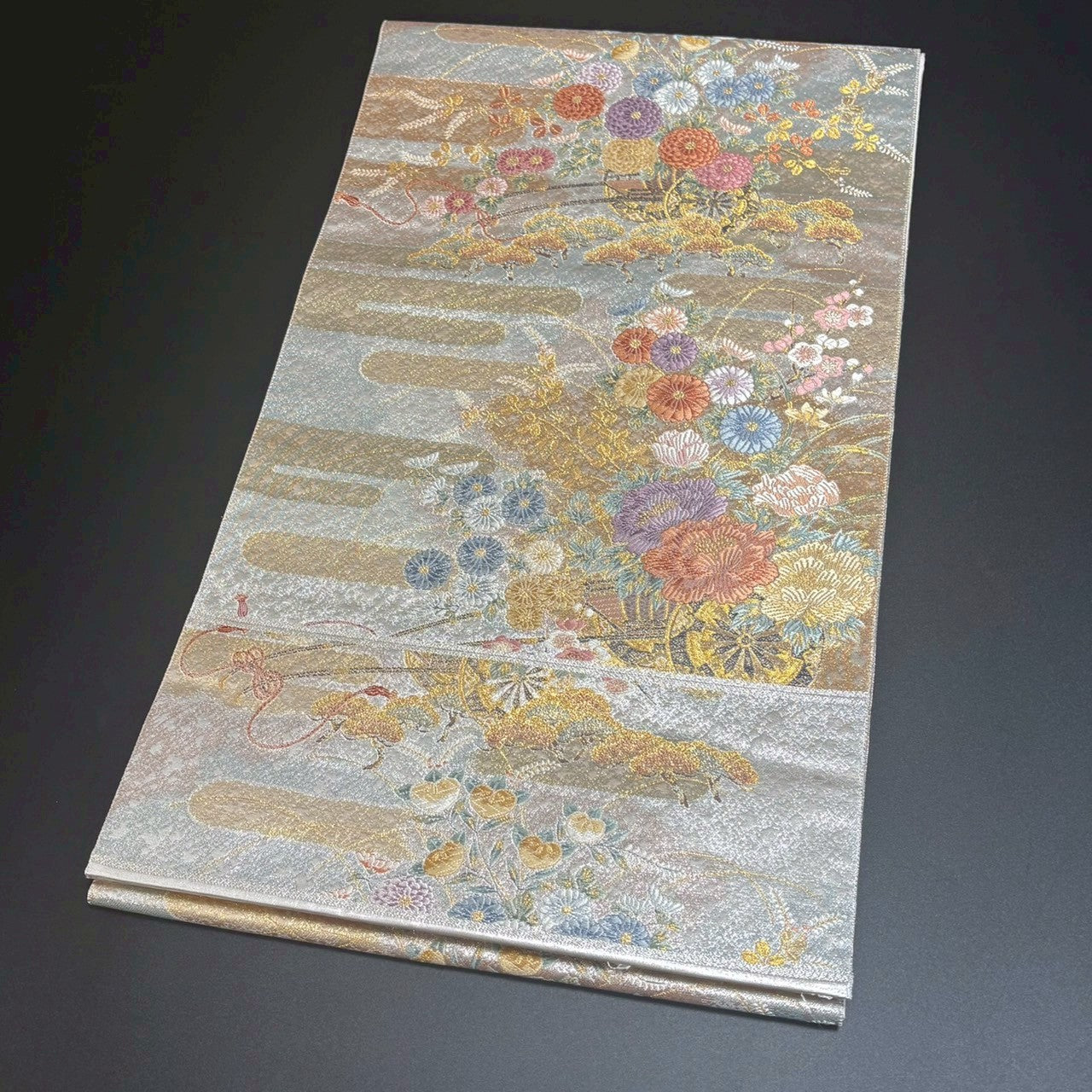 9157# Japanese Vintage Fukuro Obi Belt Kimono Fabric Silk Traditional