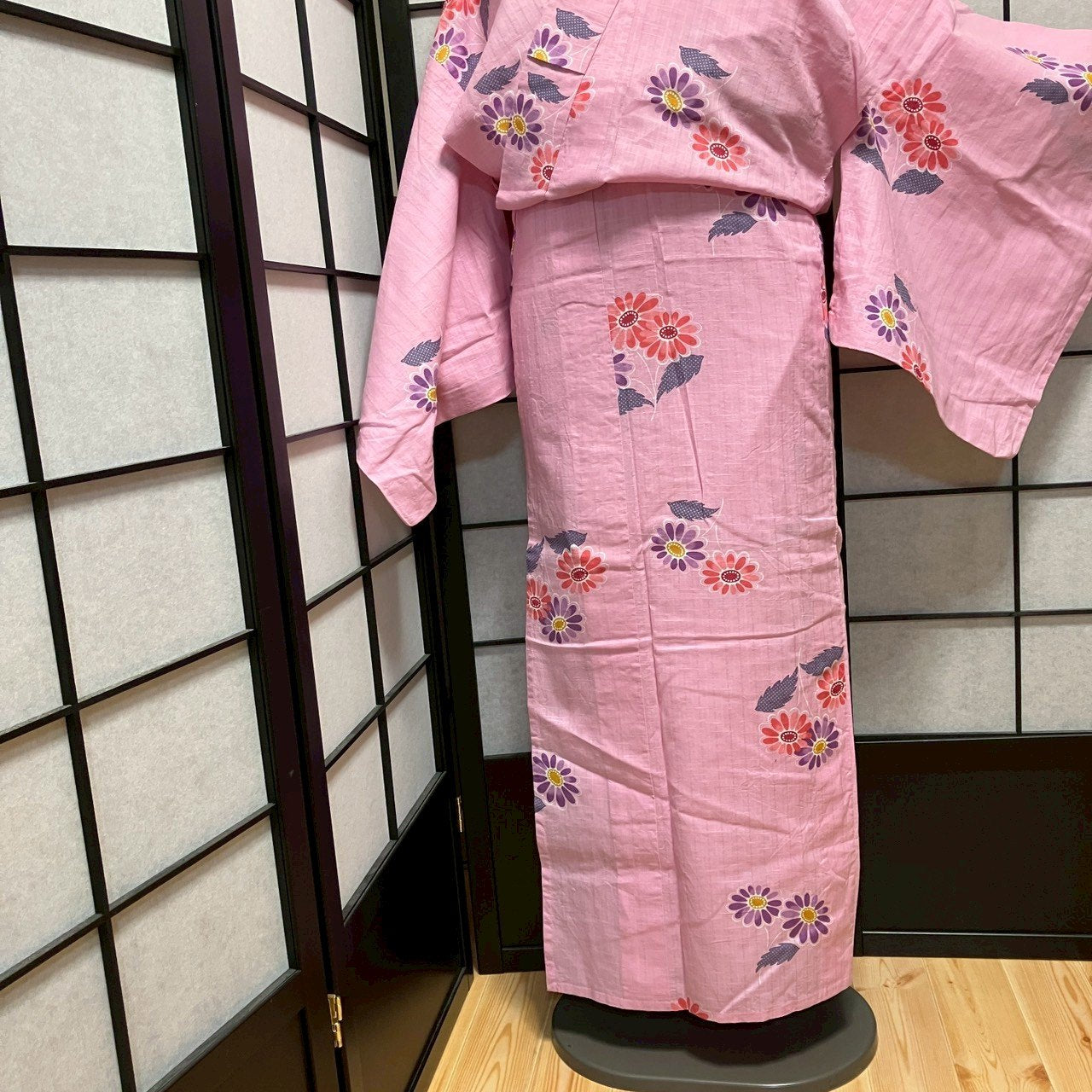 ［9121］浴衣 草花文様 ゆかた レディース リメイク 綿