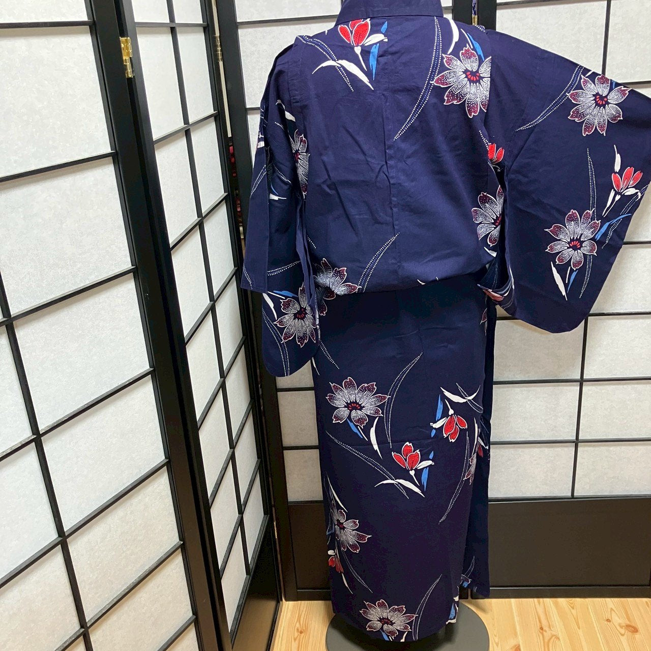 ［9488］浴衣 枝花文様 ゆかた レディース リメイク 綿