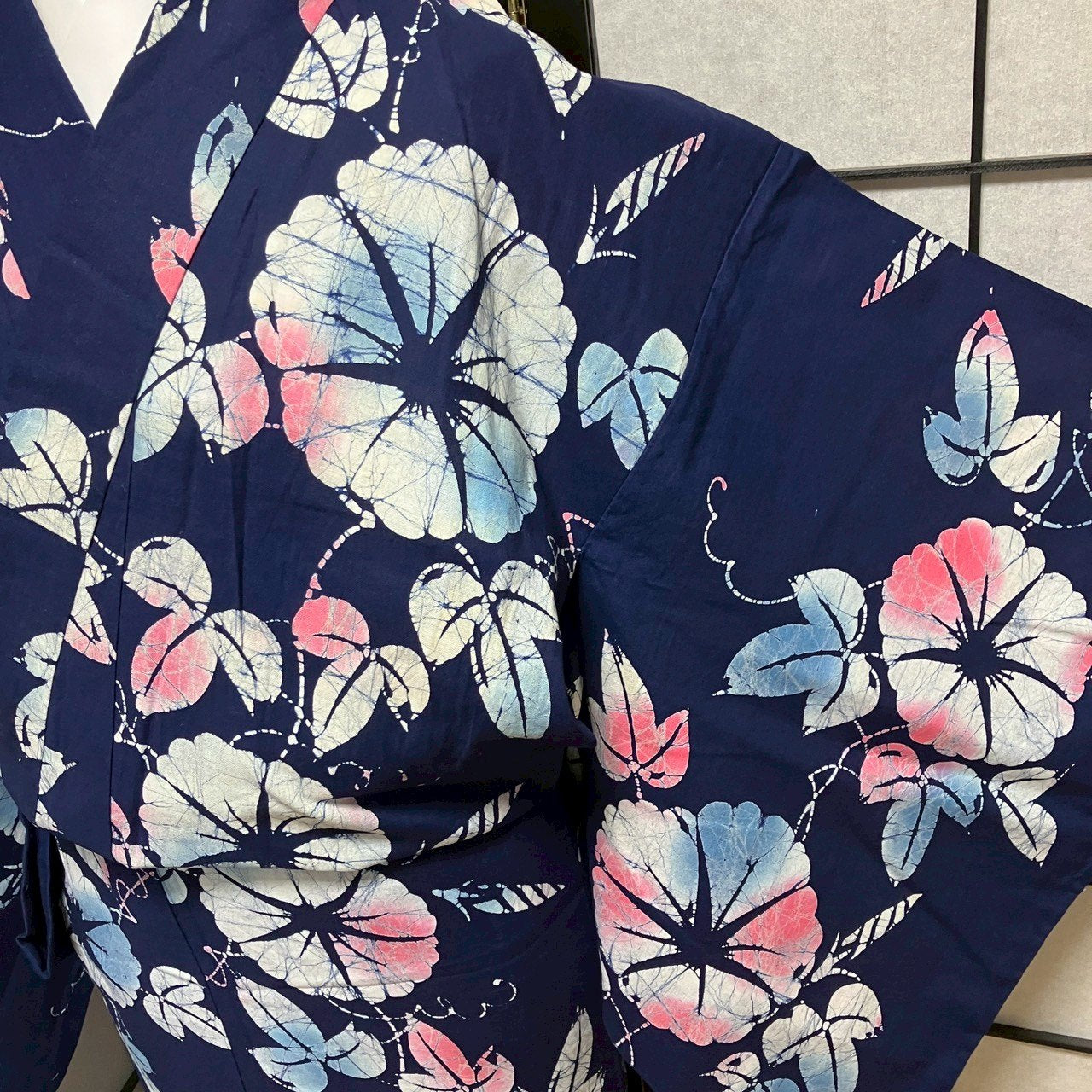 8762# Japanese Yukata Womens Vintage Fabric Cotton Robe Kimono Traditional