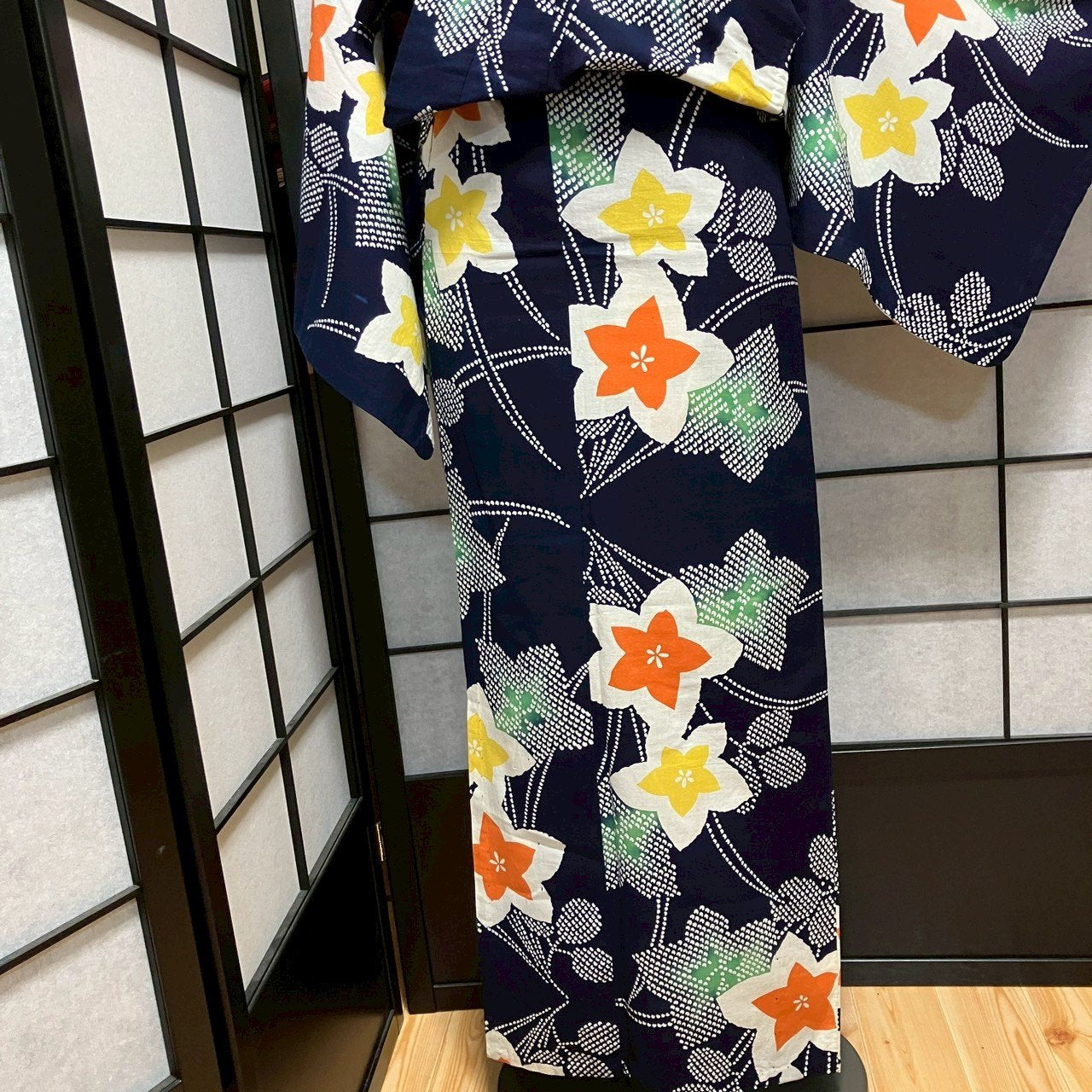 8758# Japanese Yukata Womens Vintage Fabric Cotton Robe Kimono Traditional