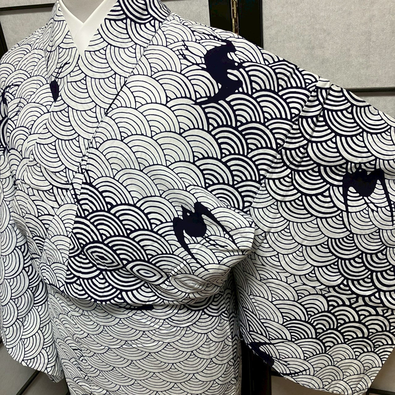 ［9104］浴衣 青海波燕文様 ゆかた 綿 レディース リメイク