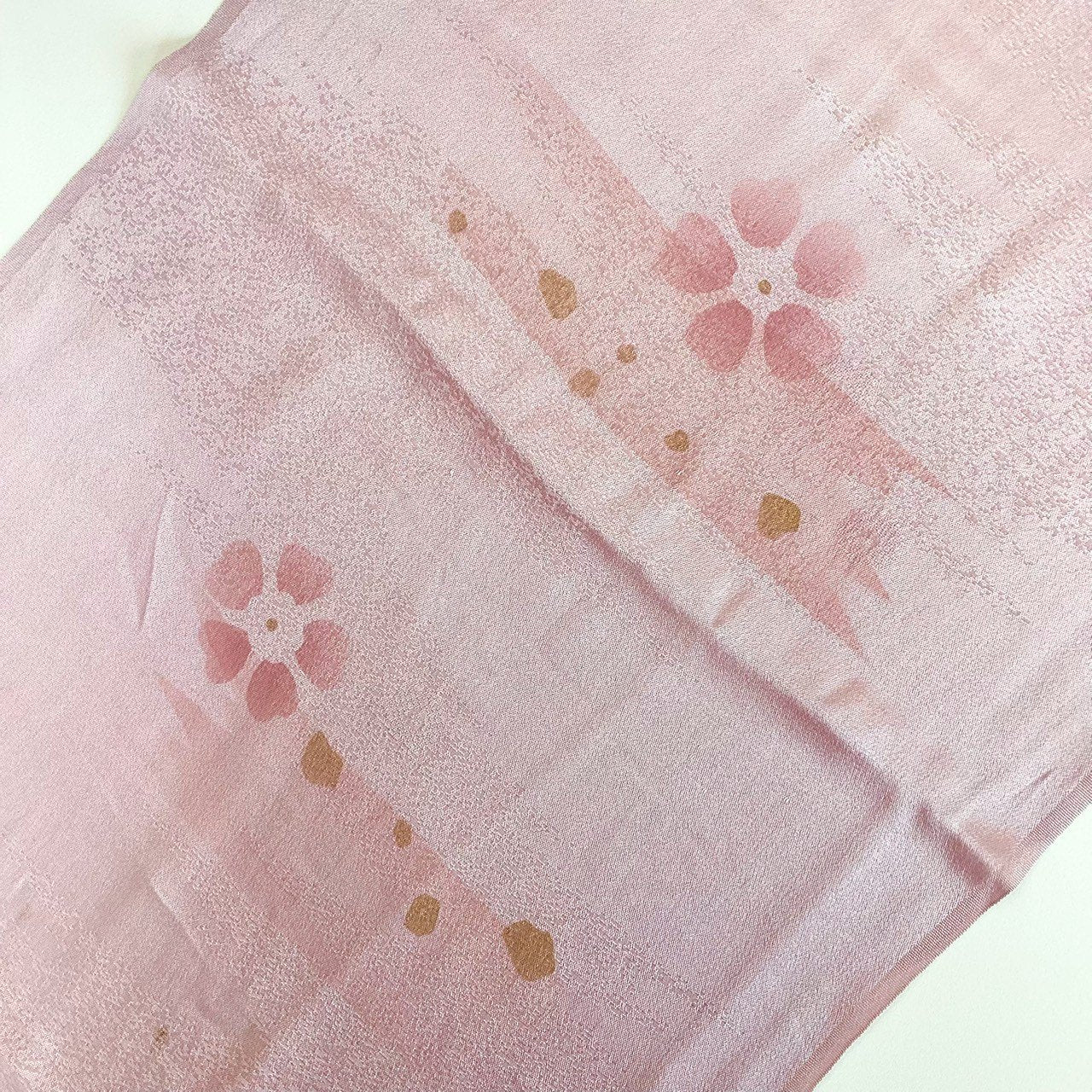 ［8590］帯締め 帯揚げ セット 草花霞文様 金彩 正絹 着物 帯絞め