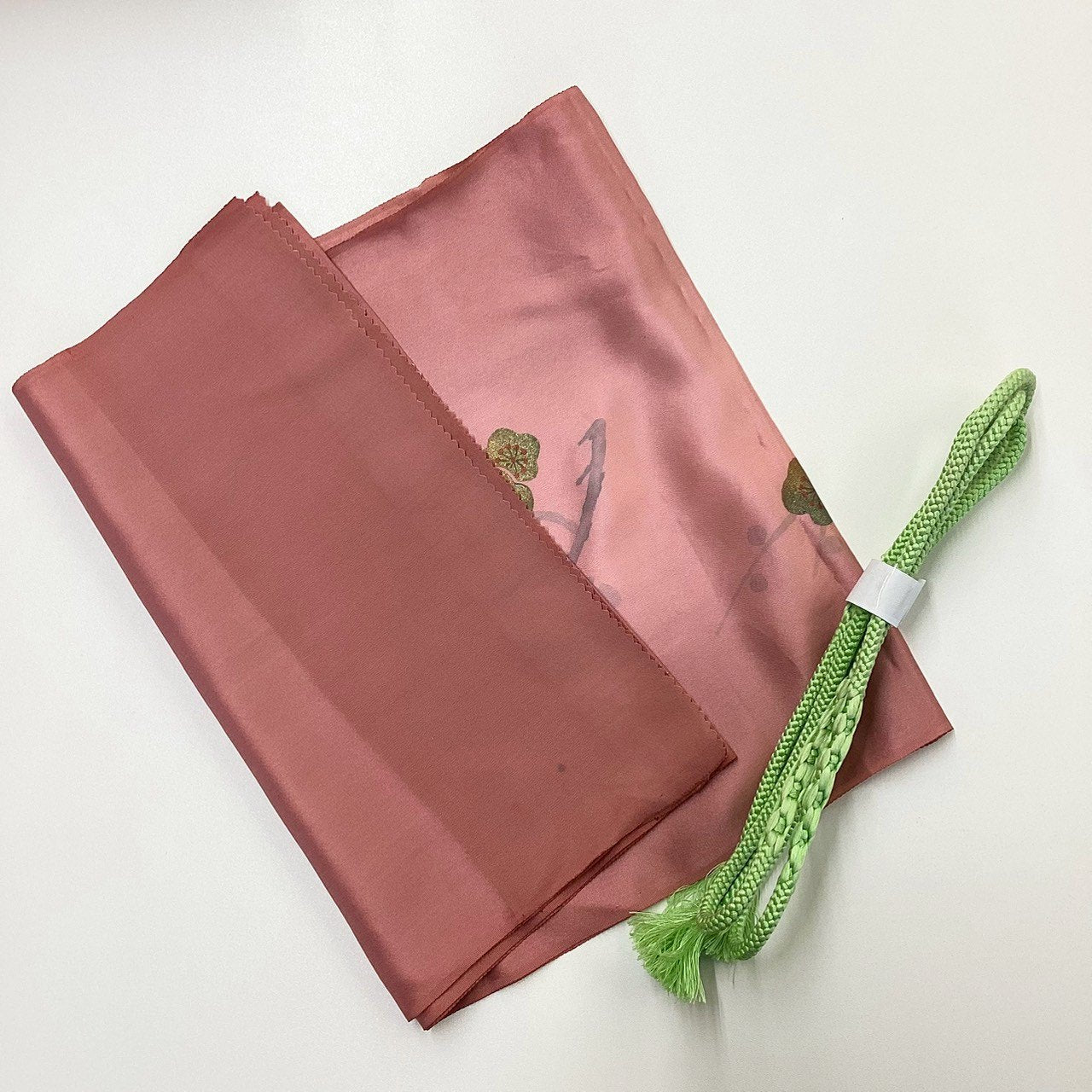 ［8294］帯締め 帯揚げ セット 枝梅文様 金彩 正絹 着物 帯絞め