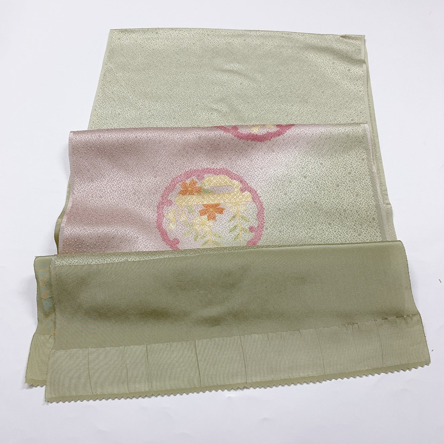 ［8409］帯締め 帯揚げ セット 雪輪草花文様 ぼかし 正絹 着物 帯絞め