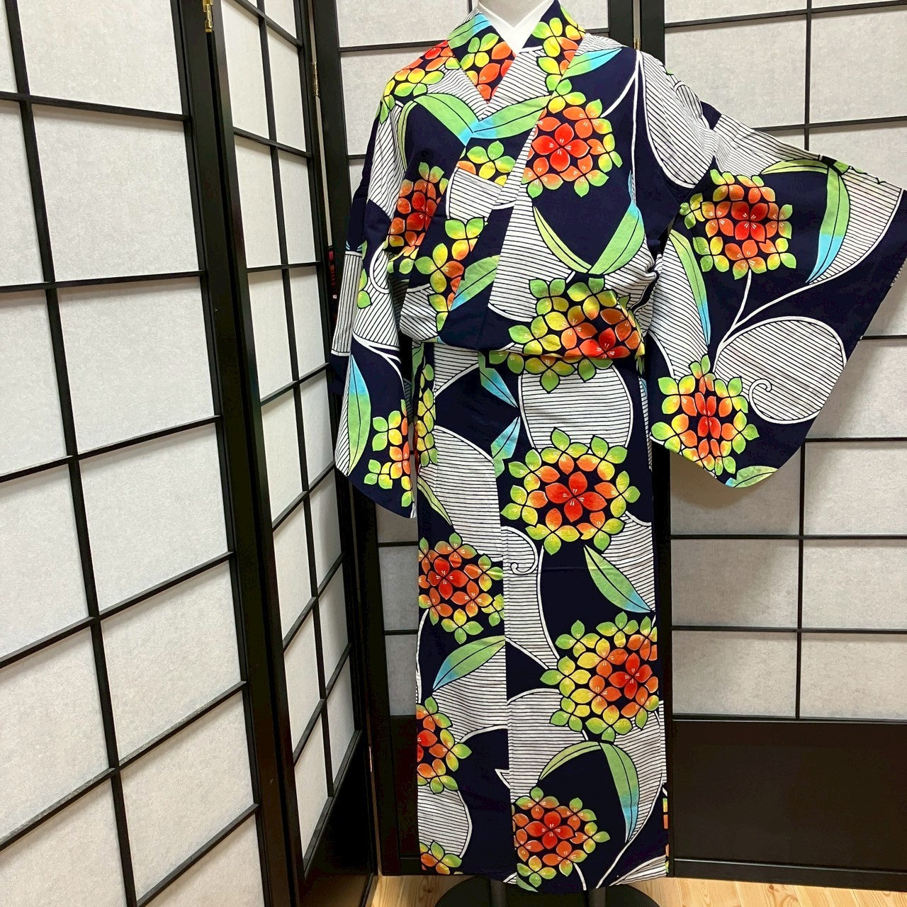 ［9165］浴衣 草花文様 ぼかし ゆかた レディース 綿 リメイク