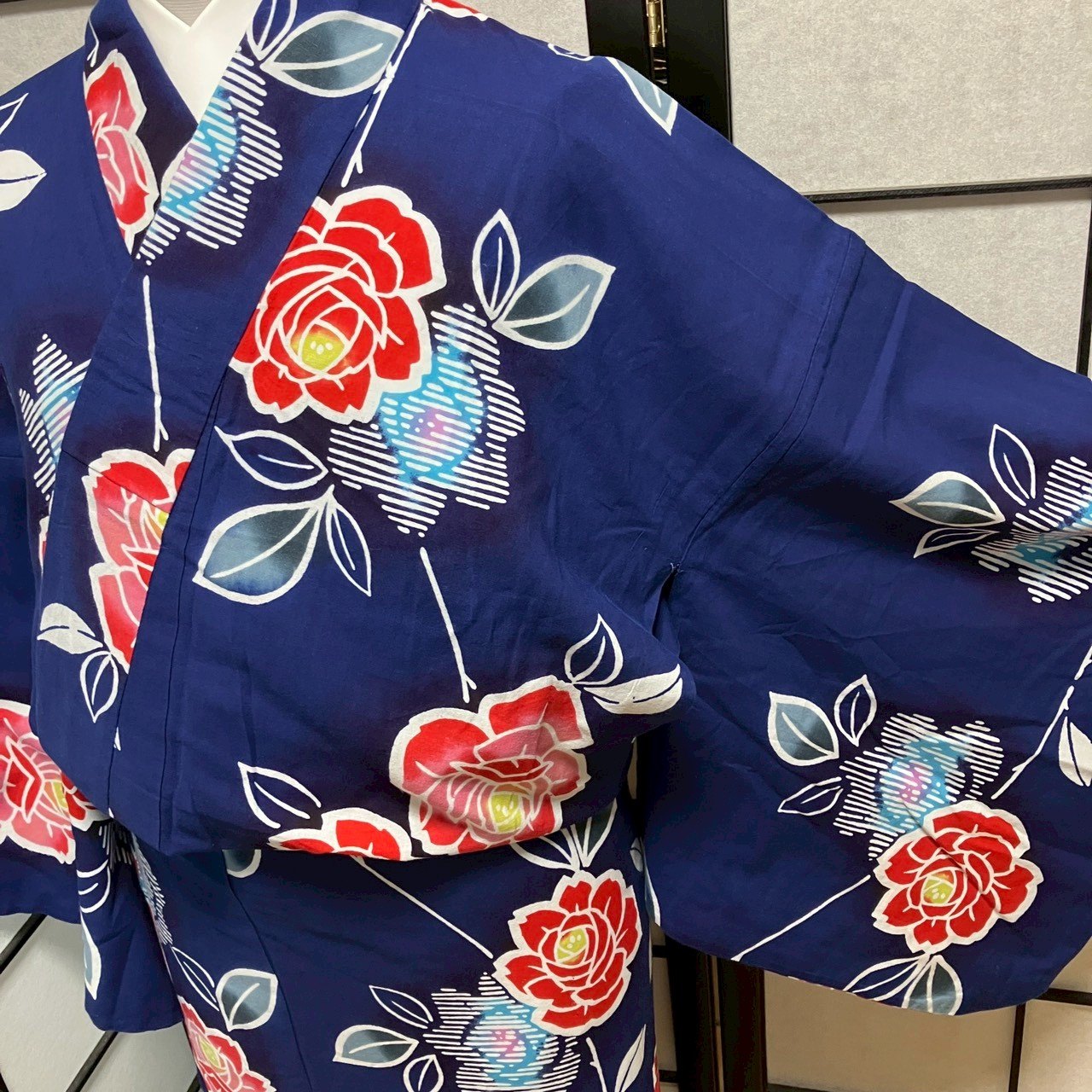［9167］浴衣 枝花文様 ゆかた レディース 綿 リメイク