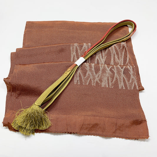 8060# Japanese Kimono Accessory Vintage Obiage and Obijime 2-piece Set Silk