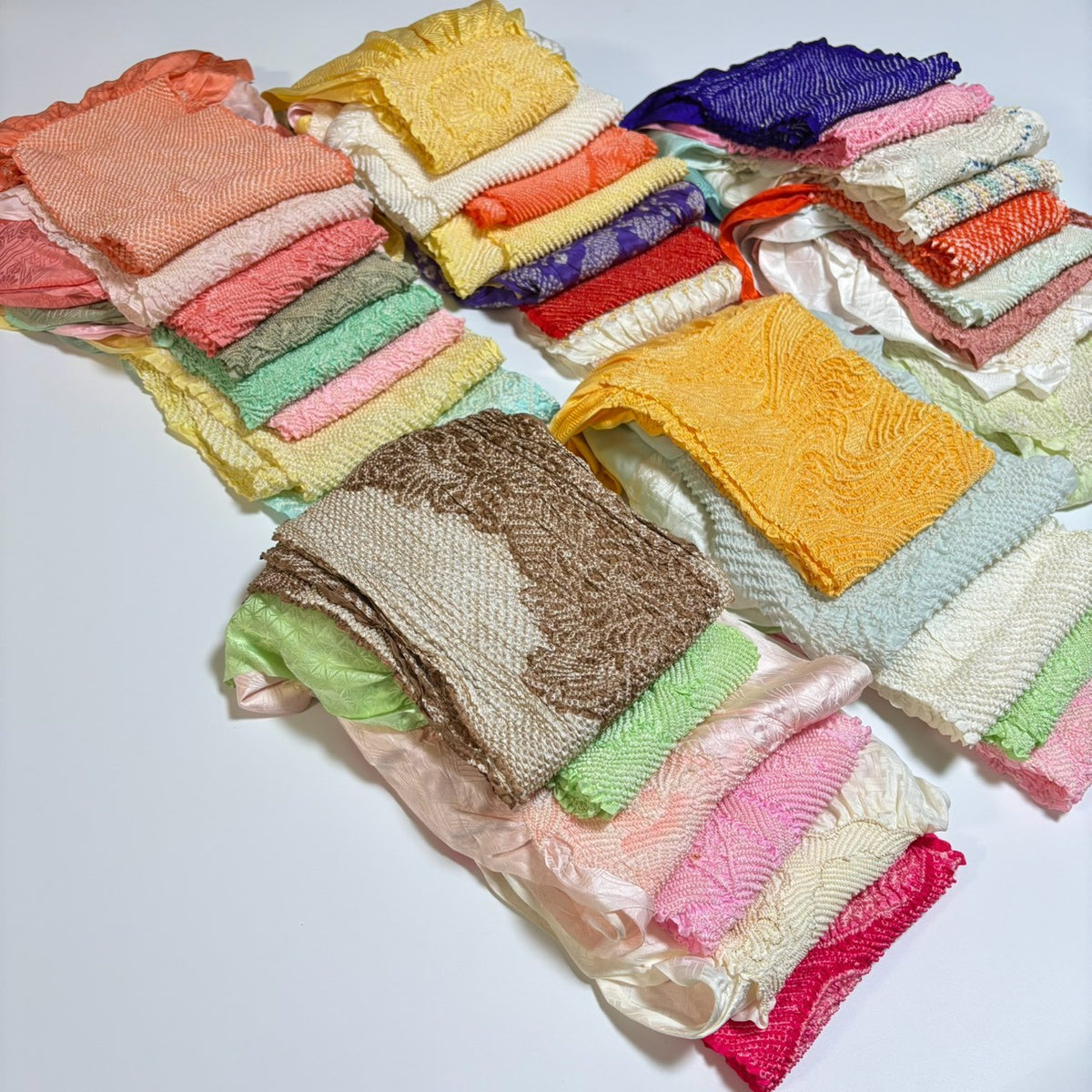 0261# Japanese Vintage Bundle 35pcs Set Bulk Obiage Kimono Silk Wholesale