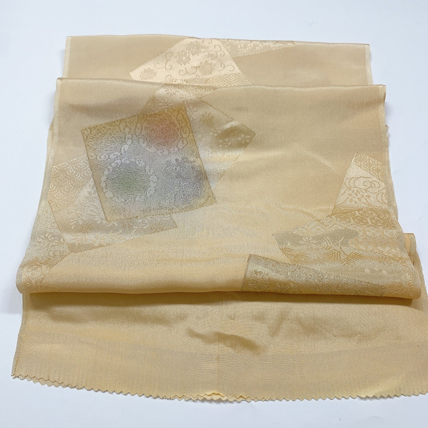 ［8731］帯締め 帯揚げ セット 色紙草花文様 金糸 正絹 着物 帯絞め