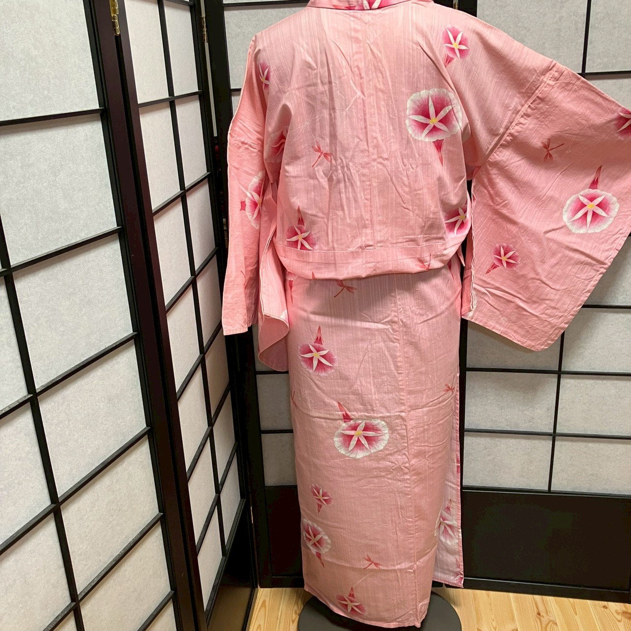 ［9441］浴衣 朝顔 あさがお トンボ文様 綿 レディース ゆかた リメイク