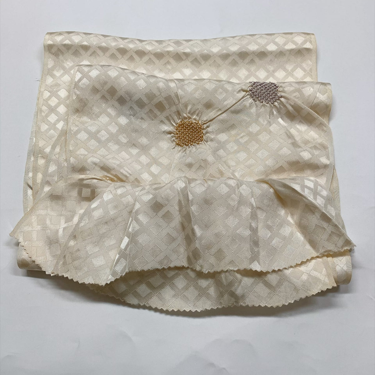 ［9872］帯締め 帯揚げ セット 花籬文様 白 絞り 正絹 着物 帯絞め