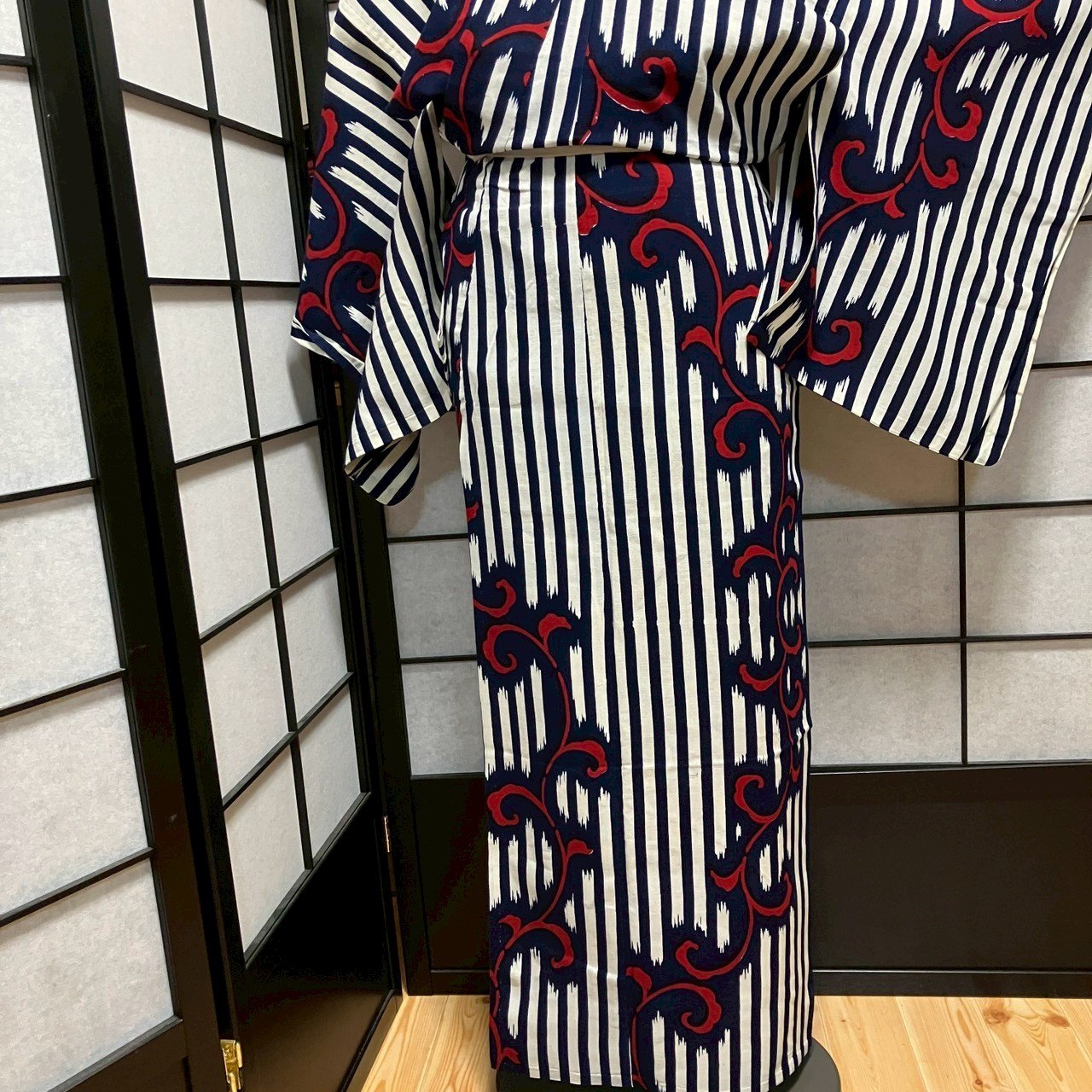 8751# Japanese Yukata Womens Vintage Fabric Cotton Robe Kimono Traditional