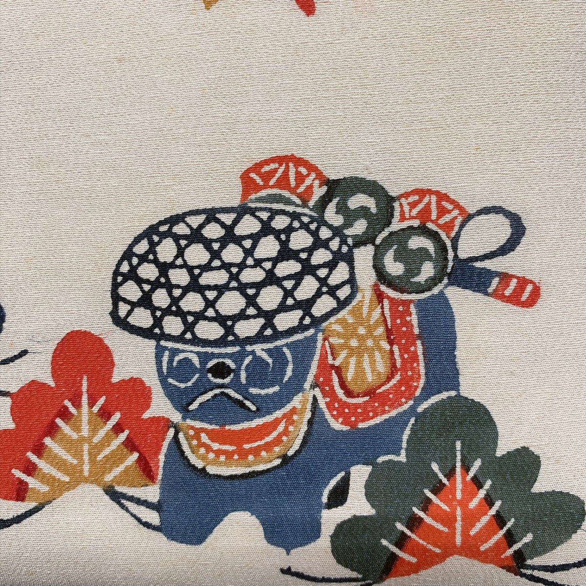 ［9384］名古屋帯 型染 縮緬 九寸 正絹 着物