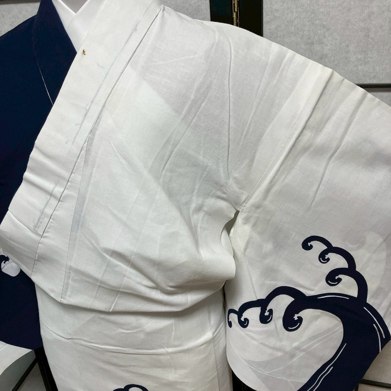 ［9100］浴衣 立波文字 ゆかた レディース 綿 リメイク