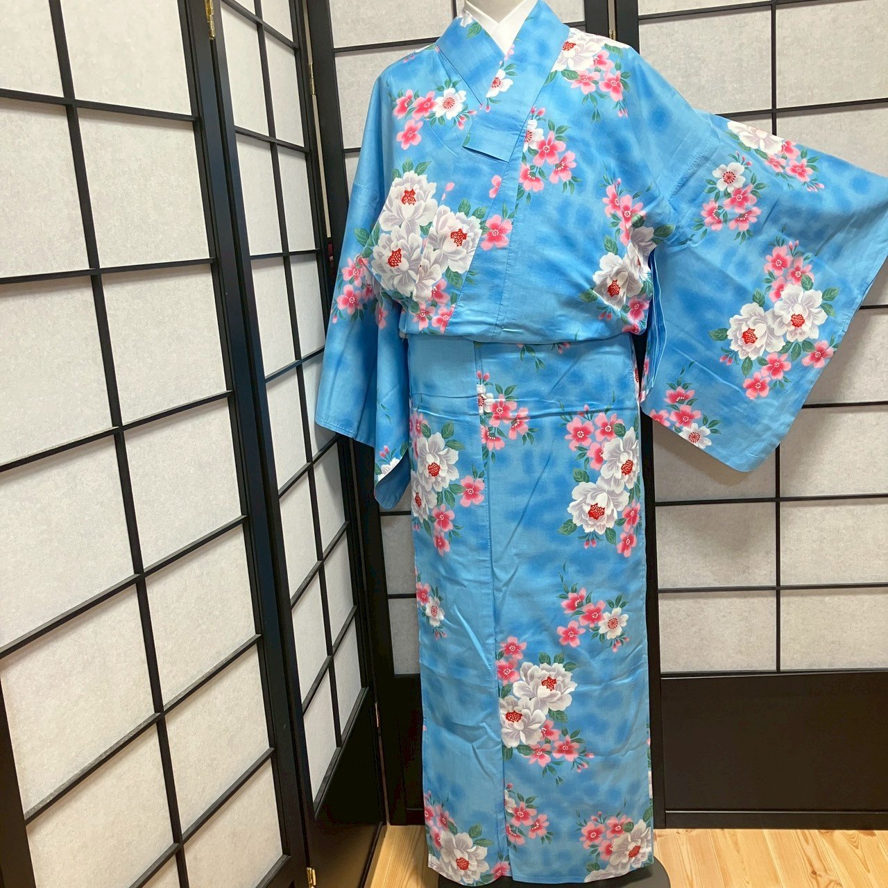 ［9126］浴衣 美品 枝花文様 逸品 ゆかた レディース リメイク 綿