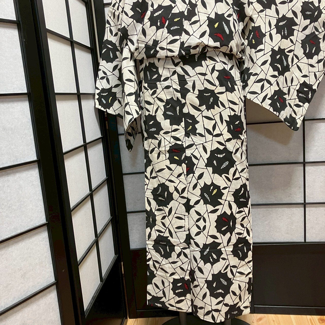 ［9096］浴衣 変わり花文様 綿 ゆかた レディース リメイク