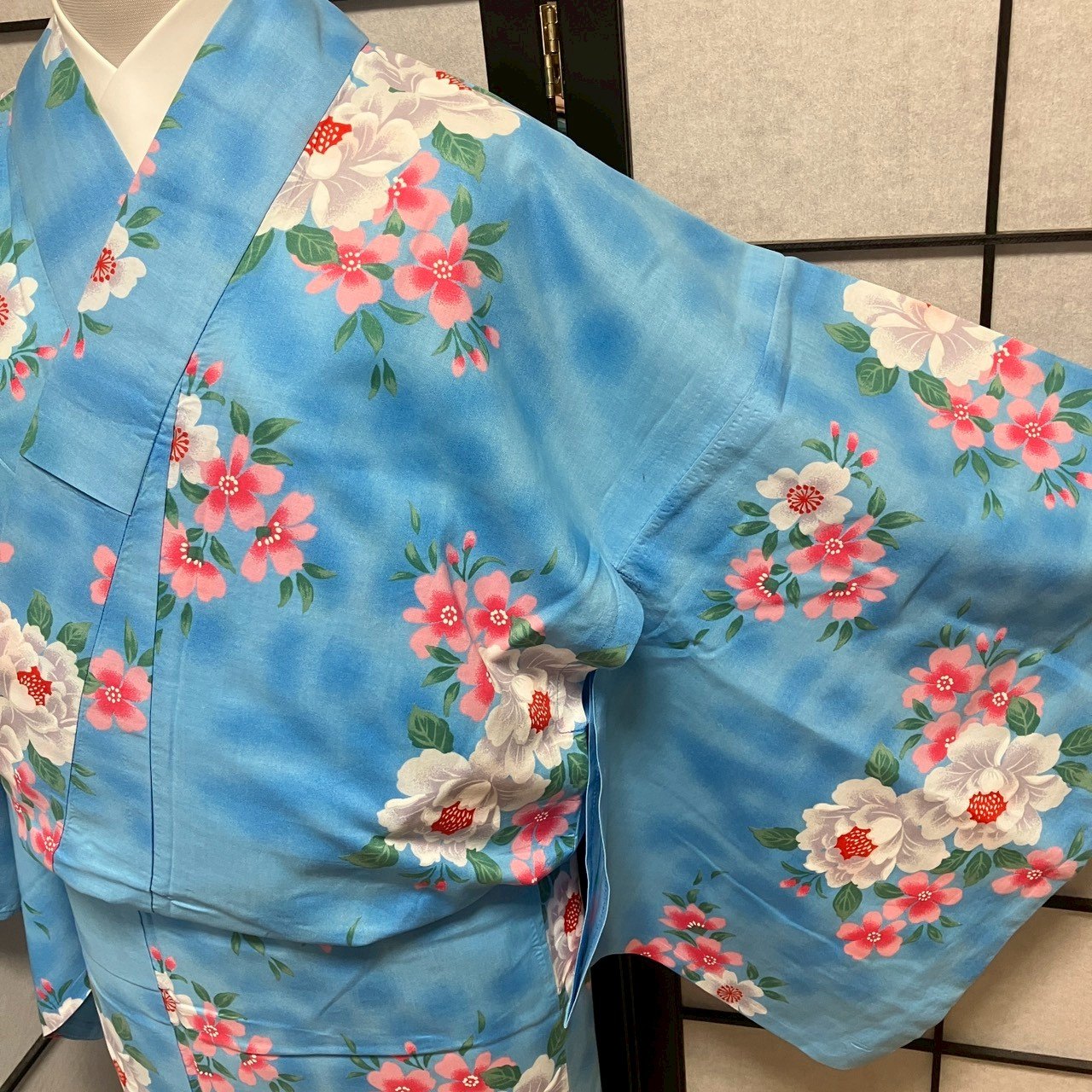 ［9126］浴衣 美品 枝花文様 逸品 ゆかた レディース リメイク 綿