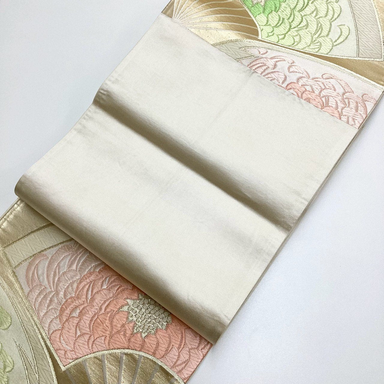 ［8815］袋帯 扇草花文様 金彩 六通 正絹 着物 フォーマル