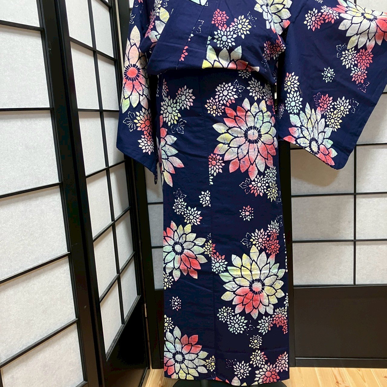 ［9469］浴衣 草花文様 ぼかし ゆかた レディース 綿 リメイク