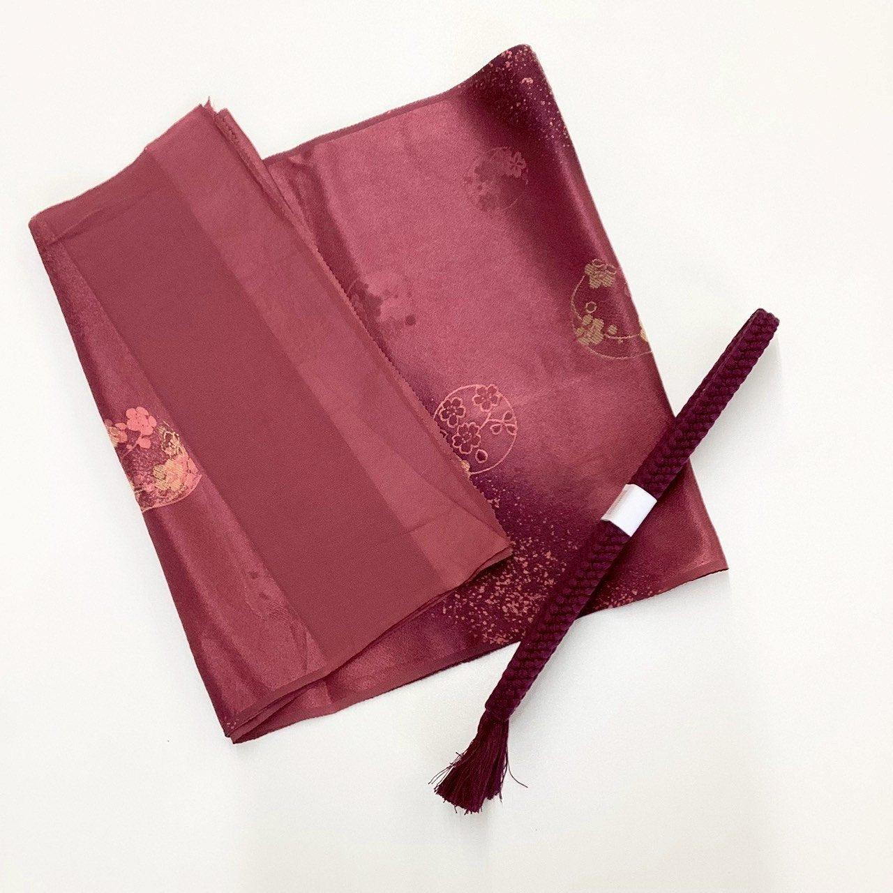 ［8552］帯締め 帯揚げ セット 花丸文様 金彩 正絹 着物 帯絞め