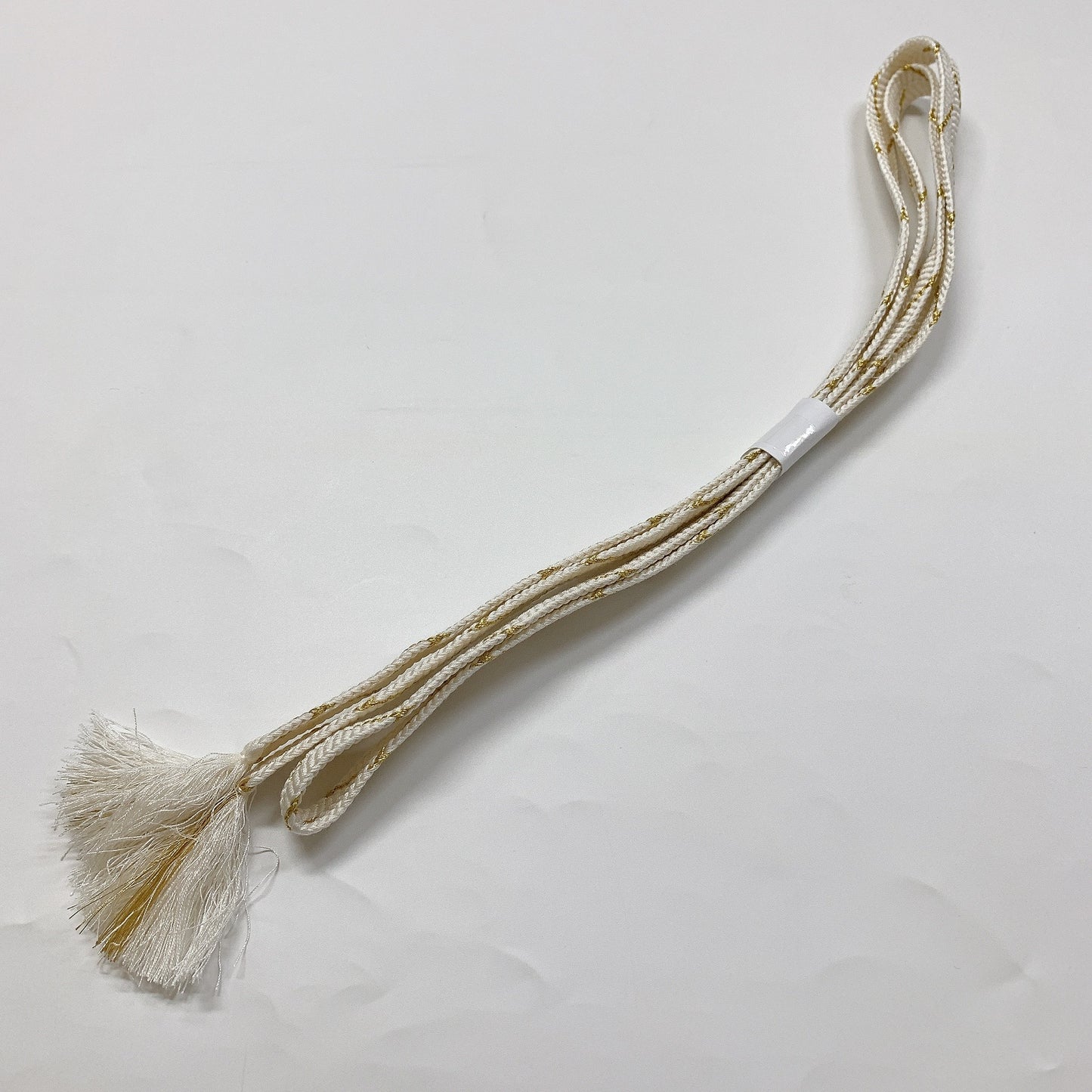 ［8638］帯締め 帯揚げ セット 草花吉祥文様 金糸 正絹 着物 帯絞め 白