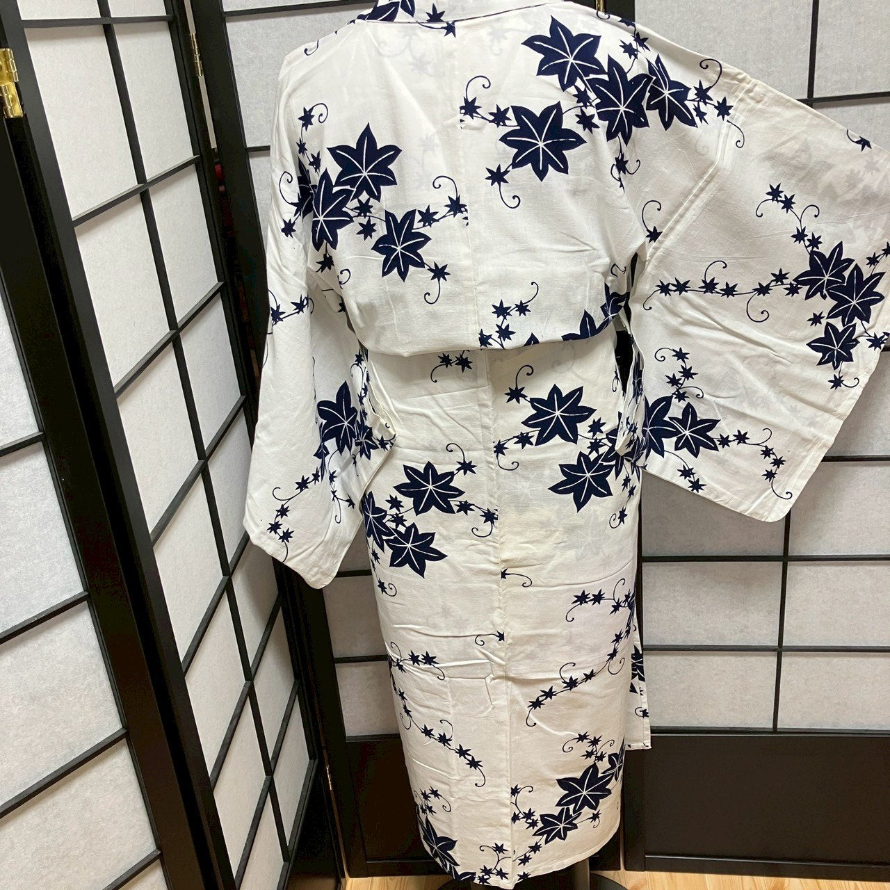 ［9069］浴衣 楓文様 綿 レディース リメイク ゆかた