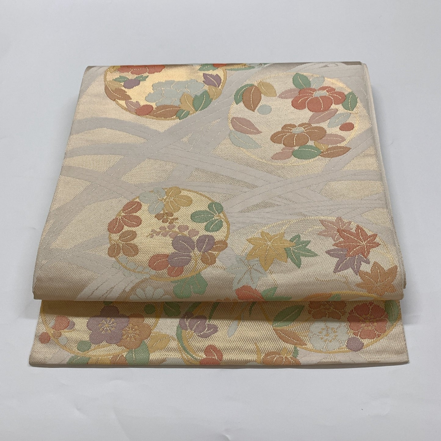 9009# Japanese Vintage Fukuro Obi Belt Kimono Fabric Silk Traditional