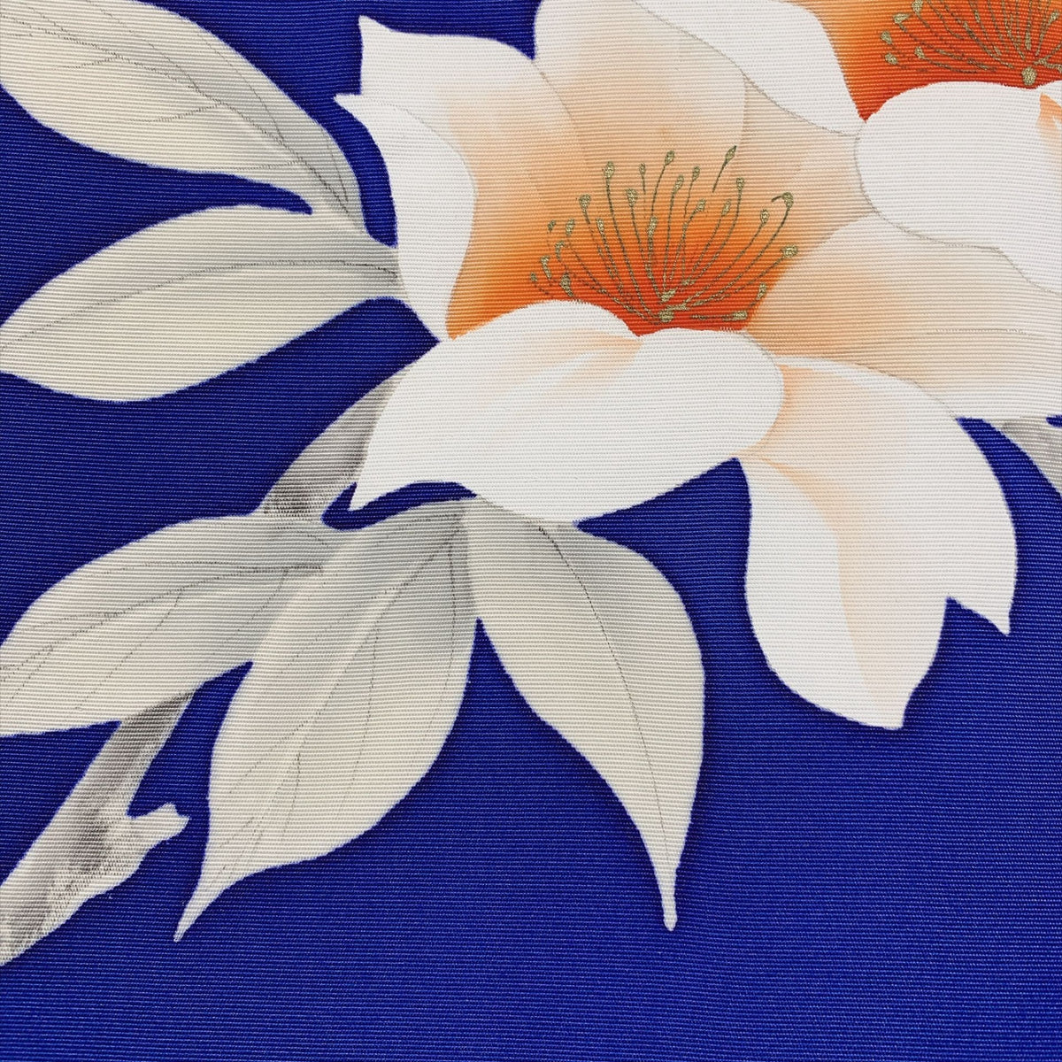 ［9387］名古屋帯 草花文様 金彩 お太鼓柄 九寸 正絹 着物
