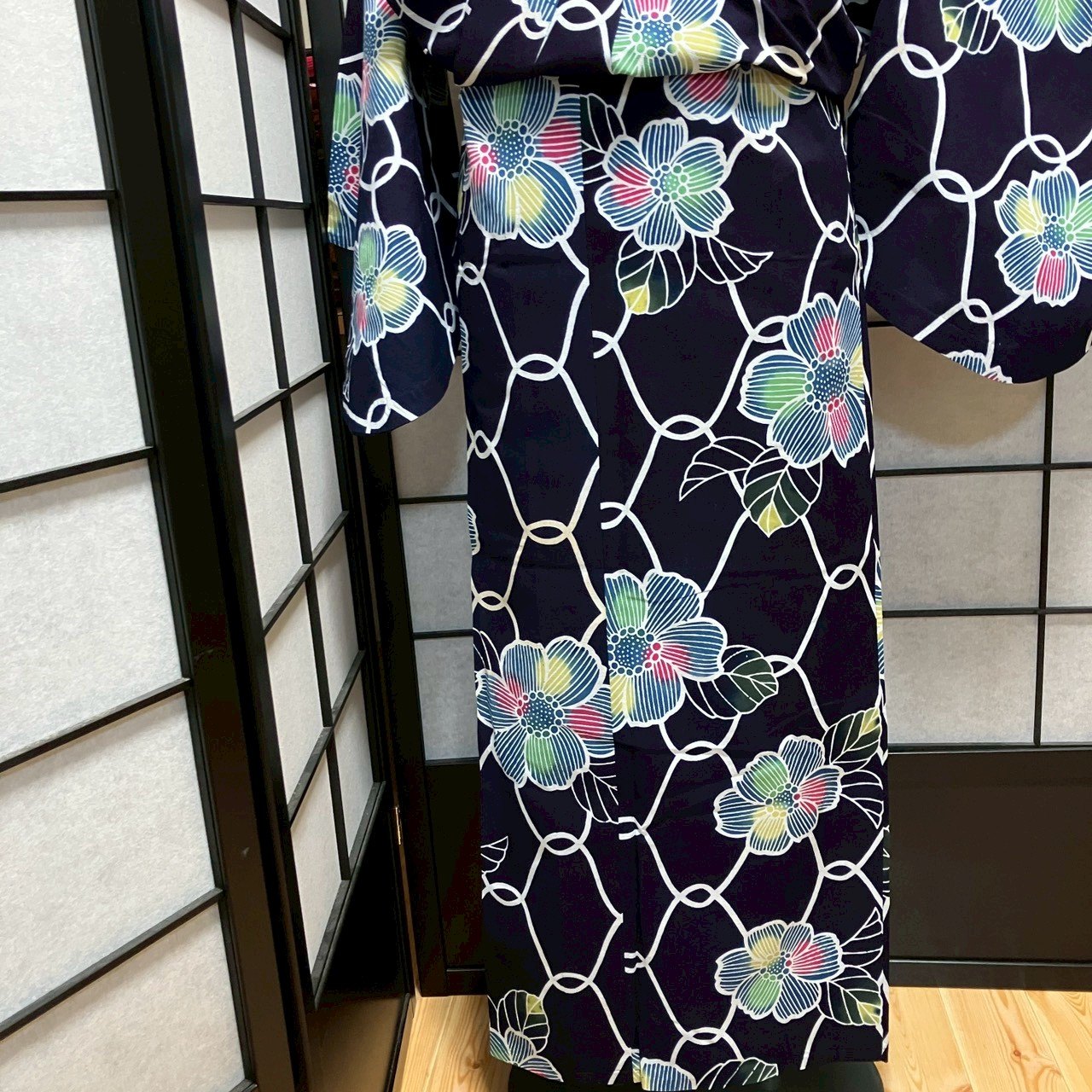 ［8790］浴衣 草花文様 ぼかし 綿 レディース ゆかた リメイク