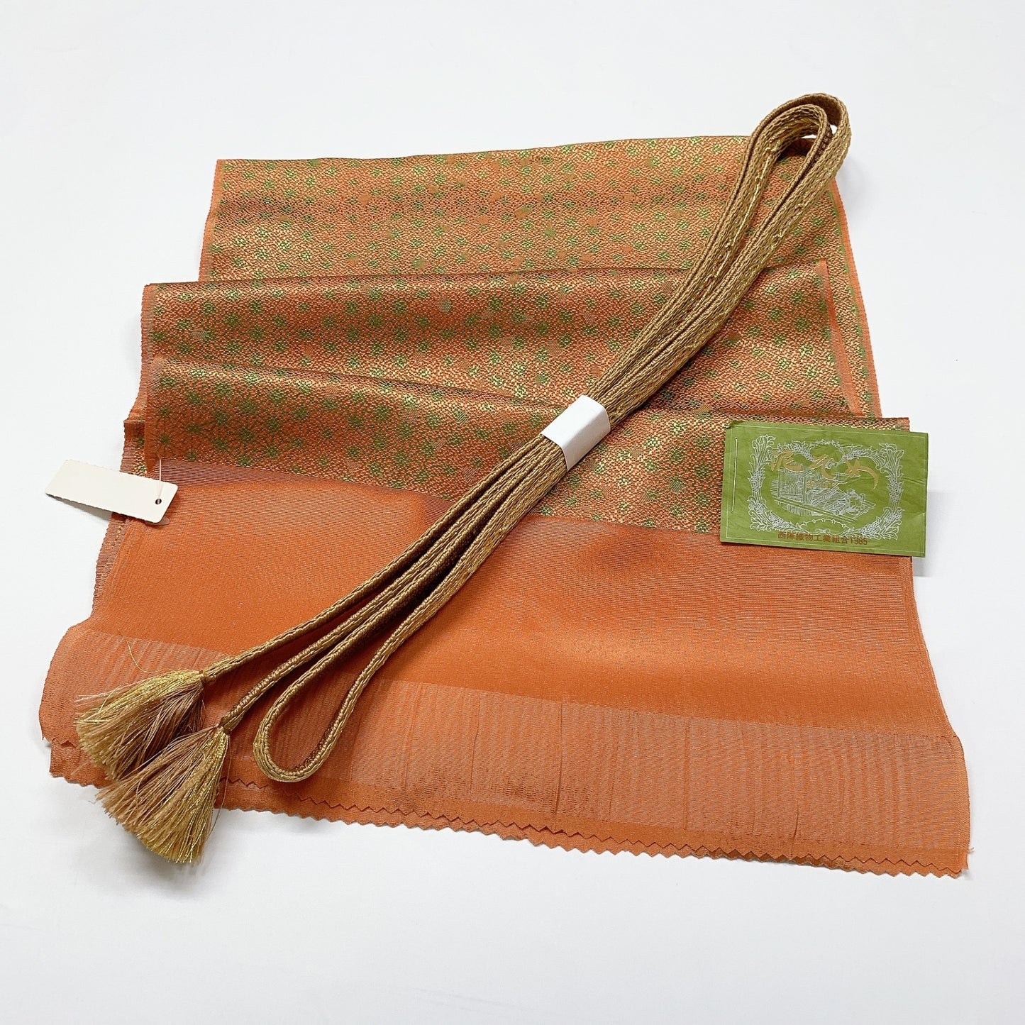 8057# Japanese Kimono Accessory Vintage Obiage and Obijime 2-piece Set Silk