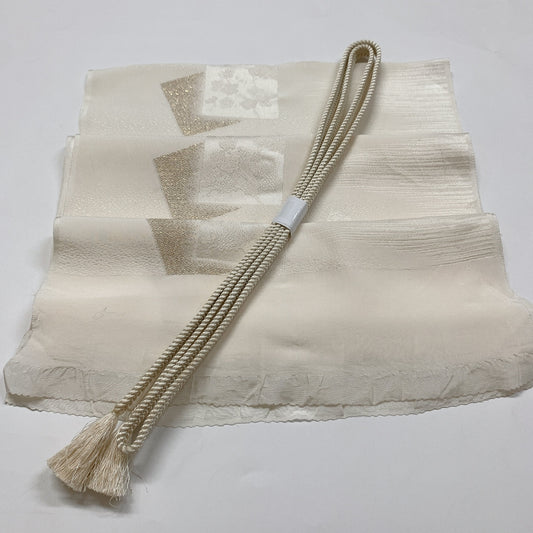 9056# Japanese Kimono Accessory Vintage Obiage and Obijime 2-piece Set Silk