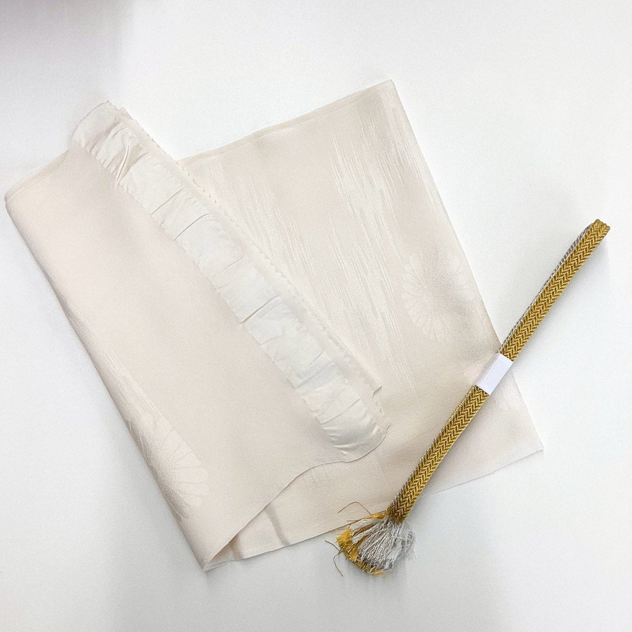 ［8258］帯締め 帯揚げ セット 菊霞文様 金銀糸 正絹 着物 帯絞め