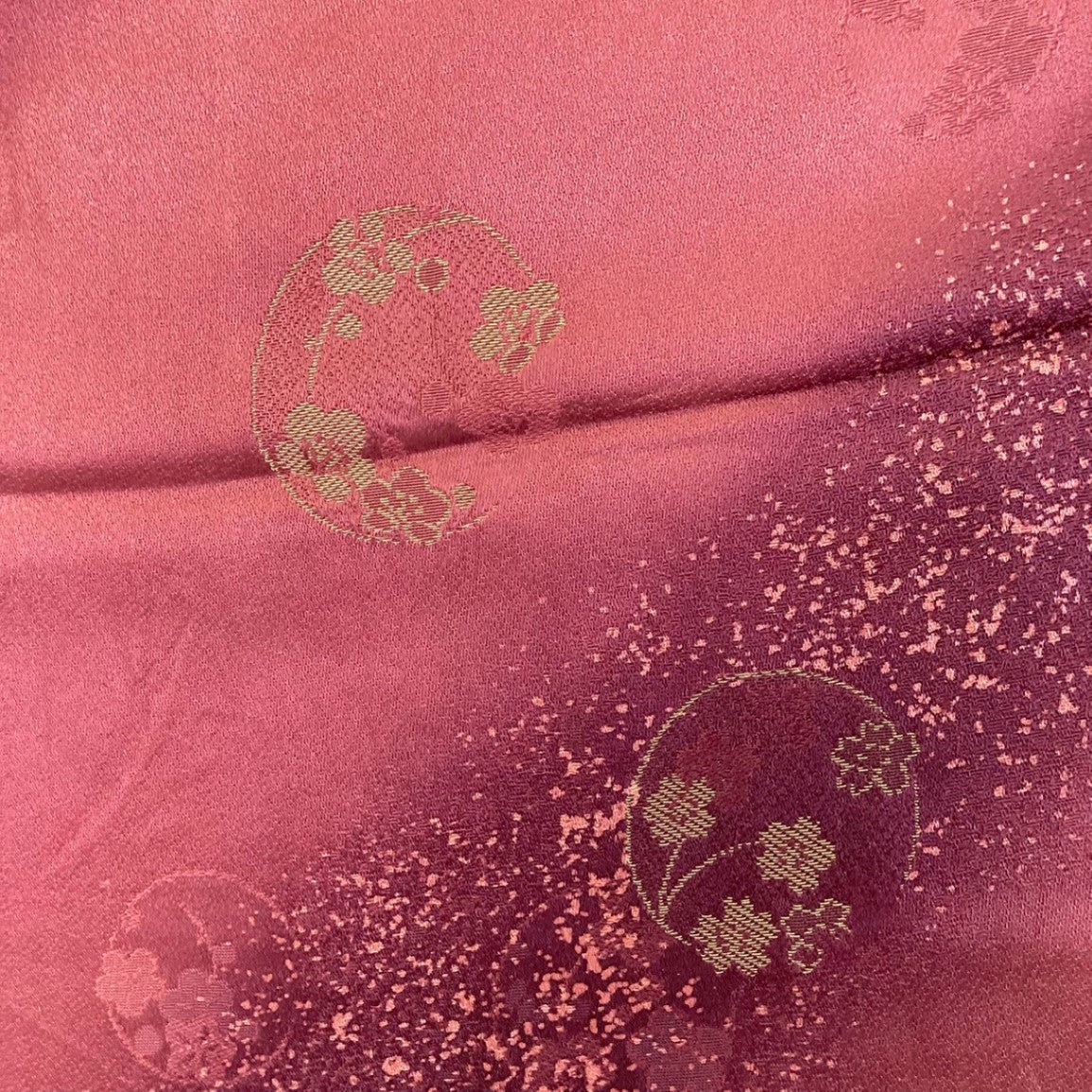［8552］帯締め 帯揚げ セット 花丸文様 金彩 正絹 着物 帯絞め