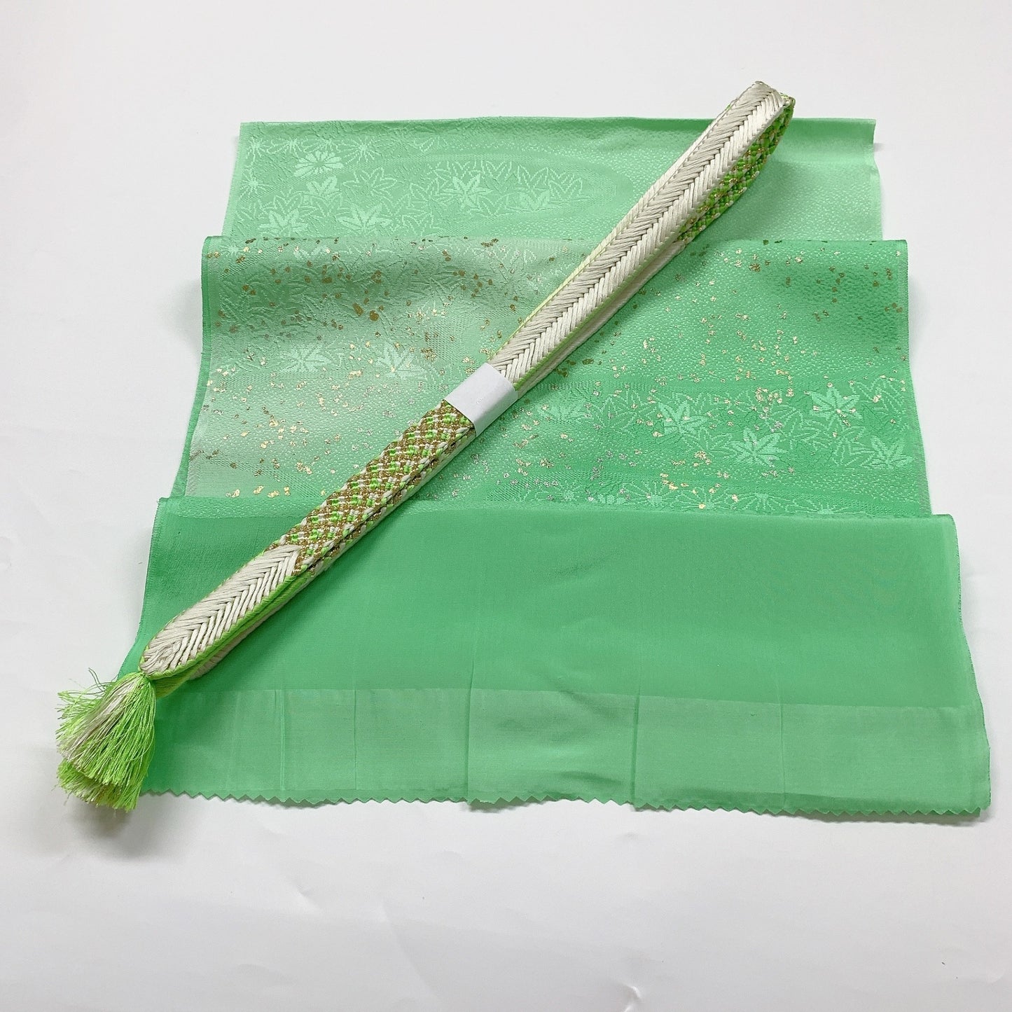 ［8413］帯締め 帯揚げ セット 草花流水文様 金彩 正絹 着物 帯絞め