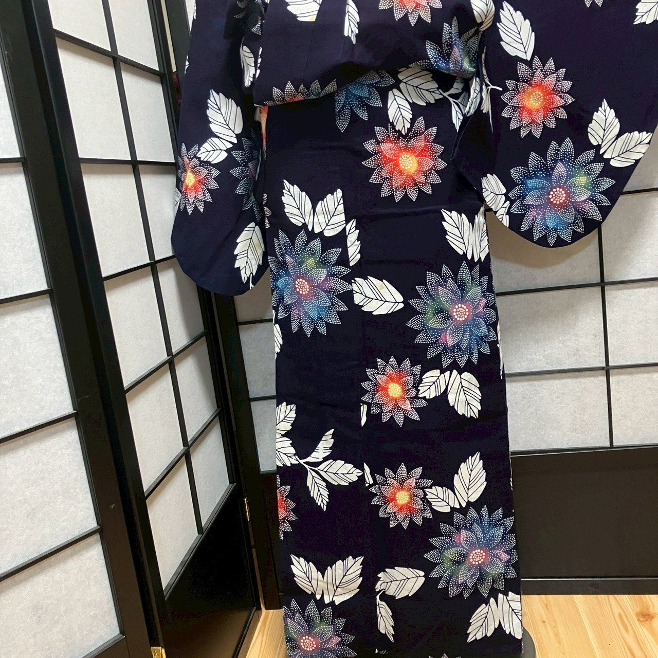 8767# Japanese Yukata Womens Vintage Fabric Cotton Robe Kimono Traditional