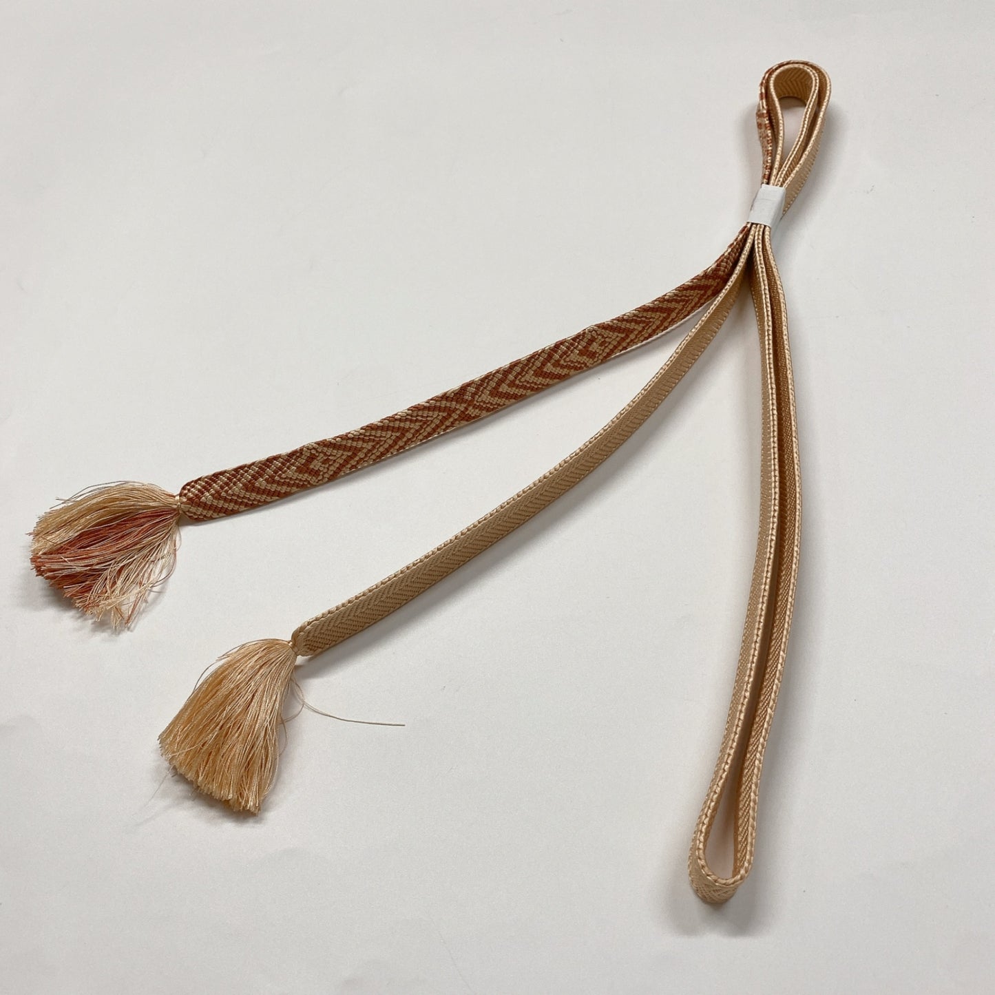 ［8352］帯締め 帯揚げ セット よろけ縞麻の葉文様 正絹 着物 帯絞め