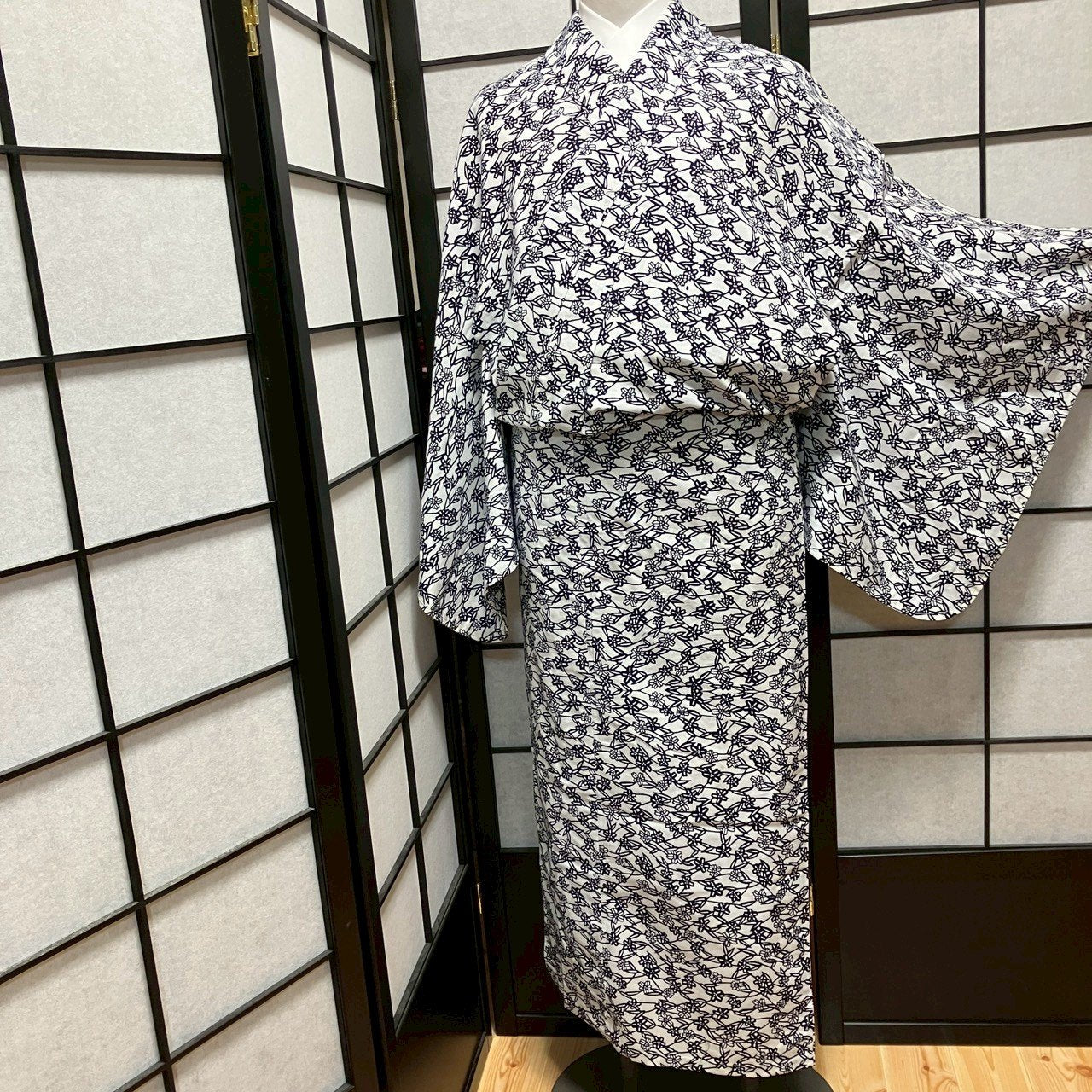 ［9499］浴衣 枝花文様 ゆかた レディース 綿 リメイク