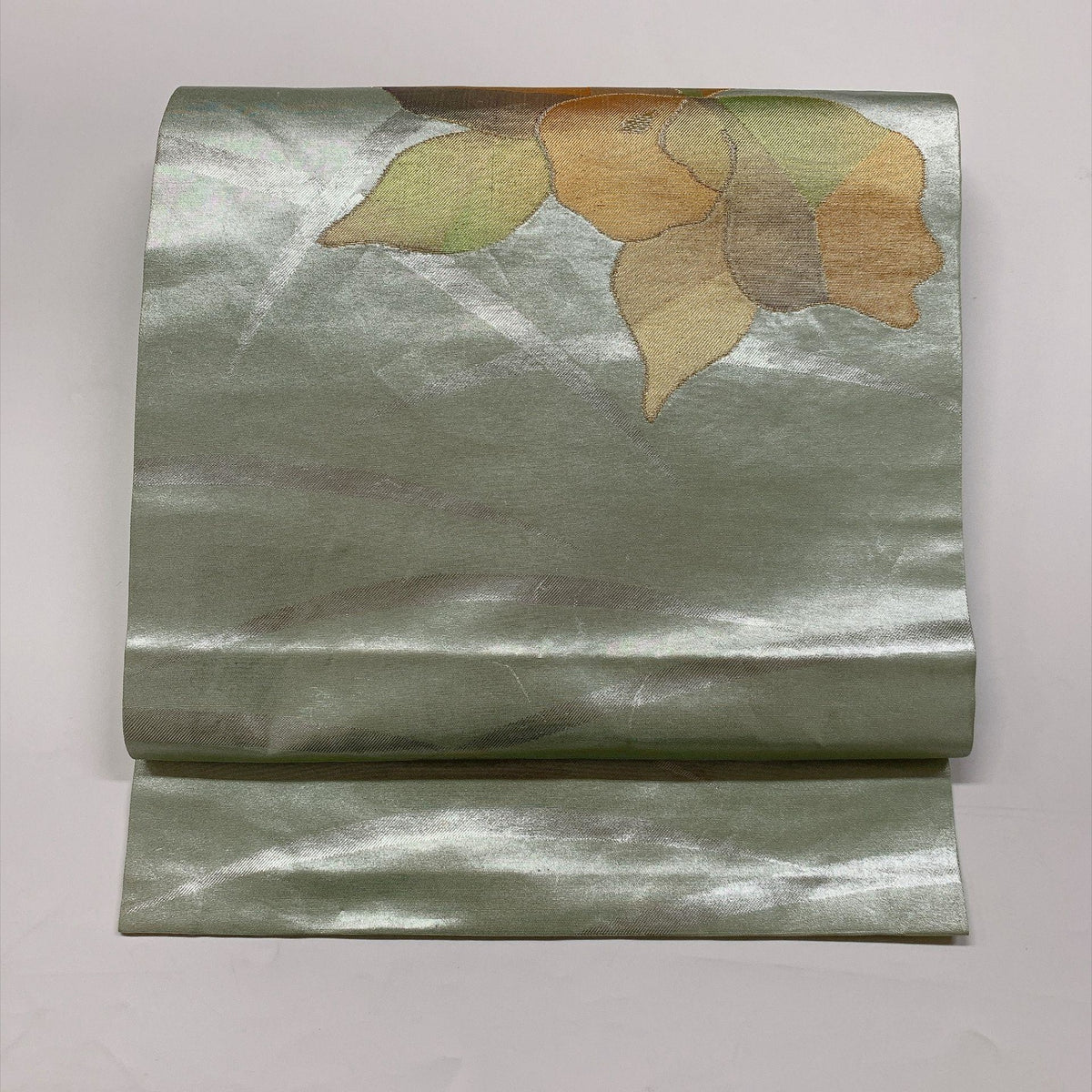 ［9351］名古屋帯 草花文様 金銀糸 九寸 正絹 着物