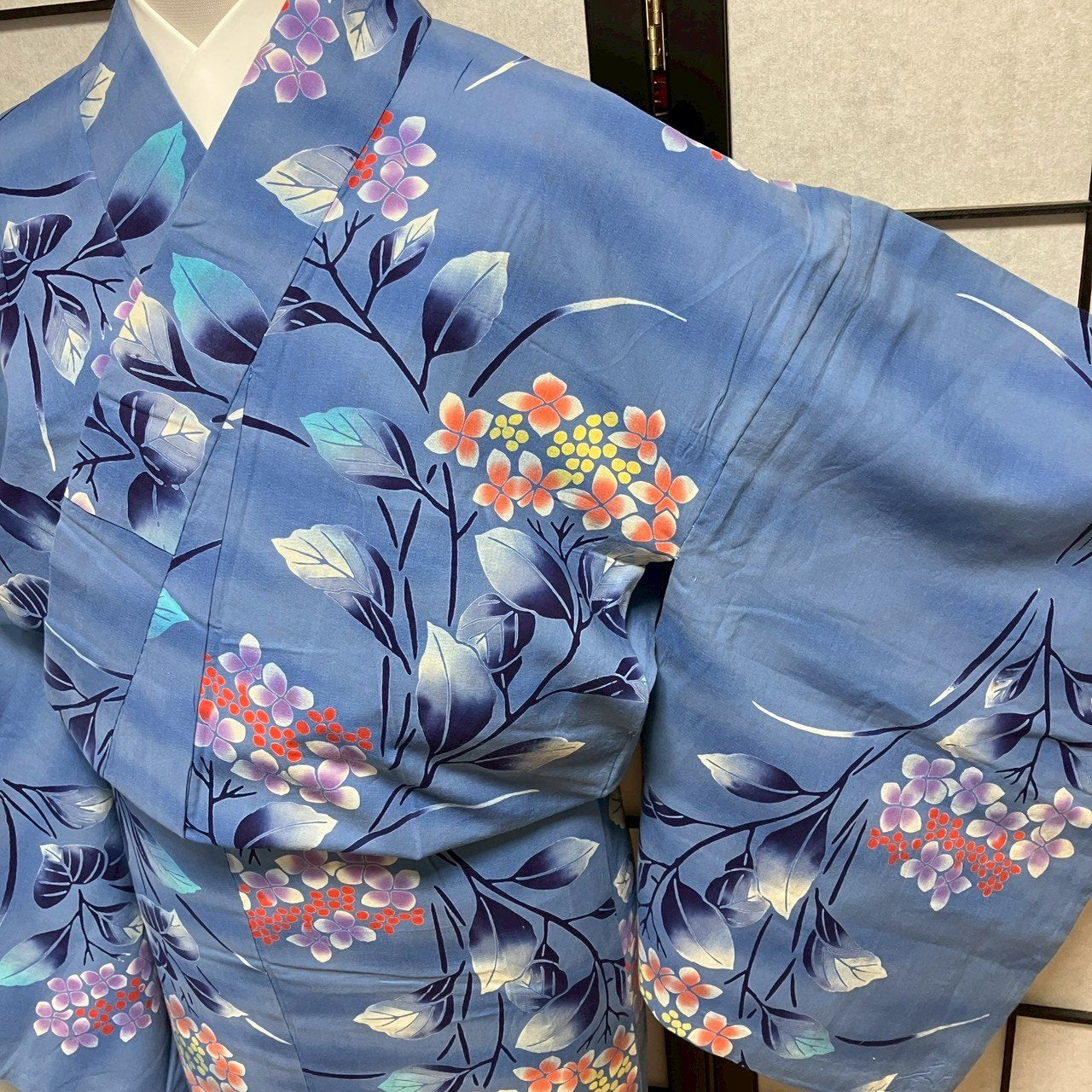 ［9140］浴衣 草木文様 ゆかた レディース 綿 リメイク
